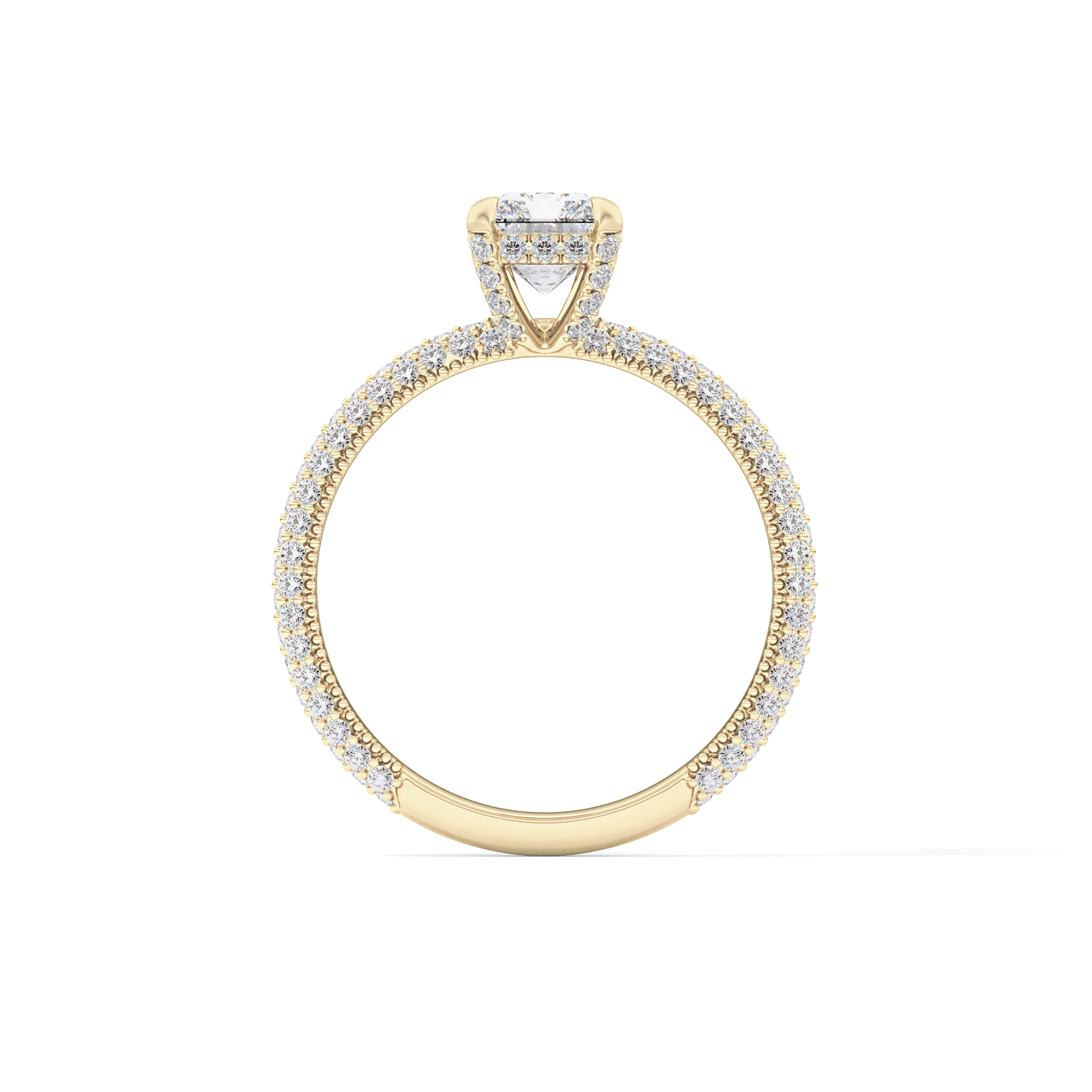 Radiant Hidden Halo & Pave Lab Grown Diamond Engagement Ring