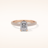 1.33 CT Radiant Shaped Hidden Halo & Pave Moissanite Engagement Ring