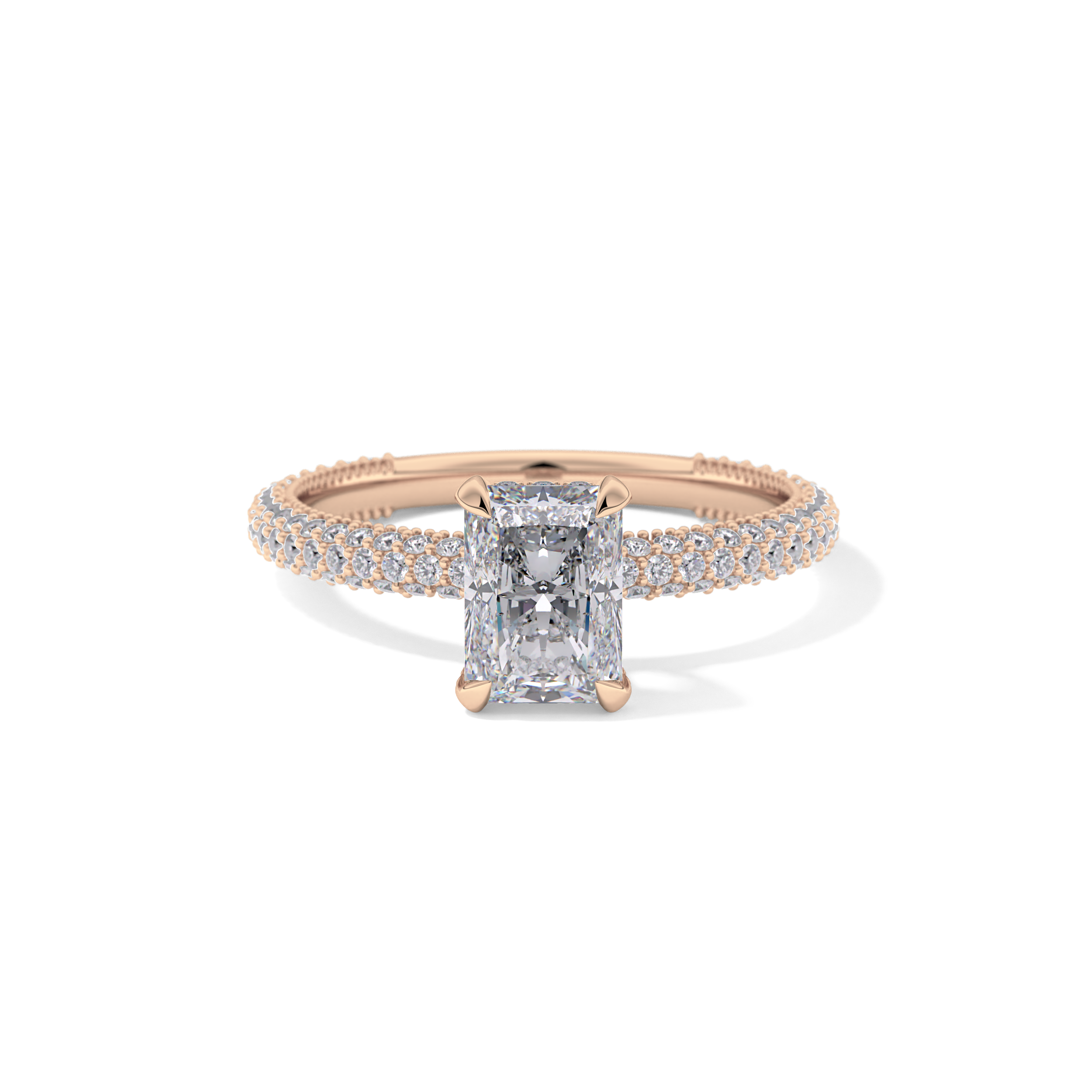 Radiant Hidden Halo & Pave Lab Grown Diamond Engagement Ring