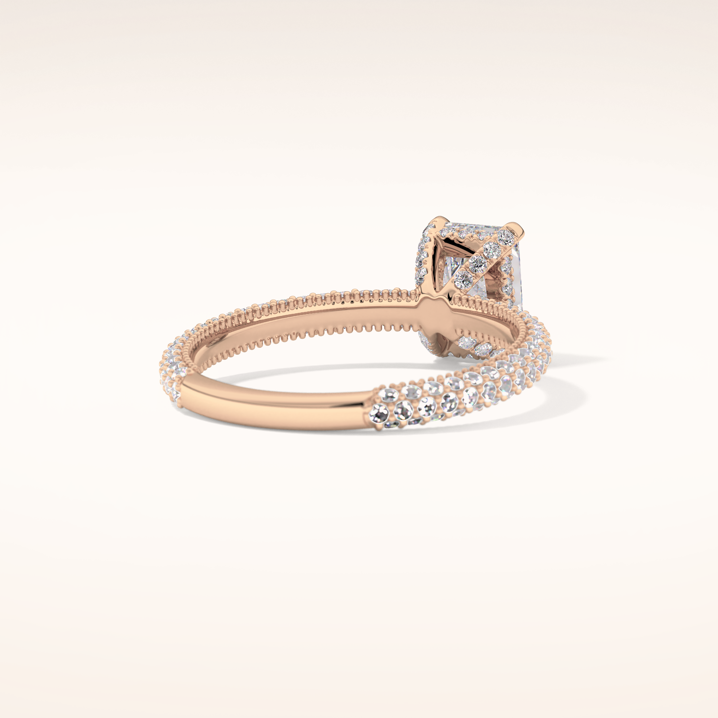 1.33 CT Radiant Shaped Hidden Halo & Pave Moissanite Engagement Ring