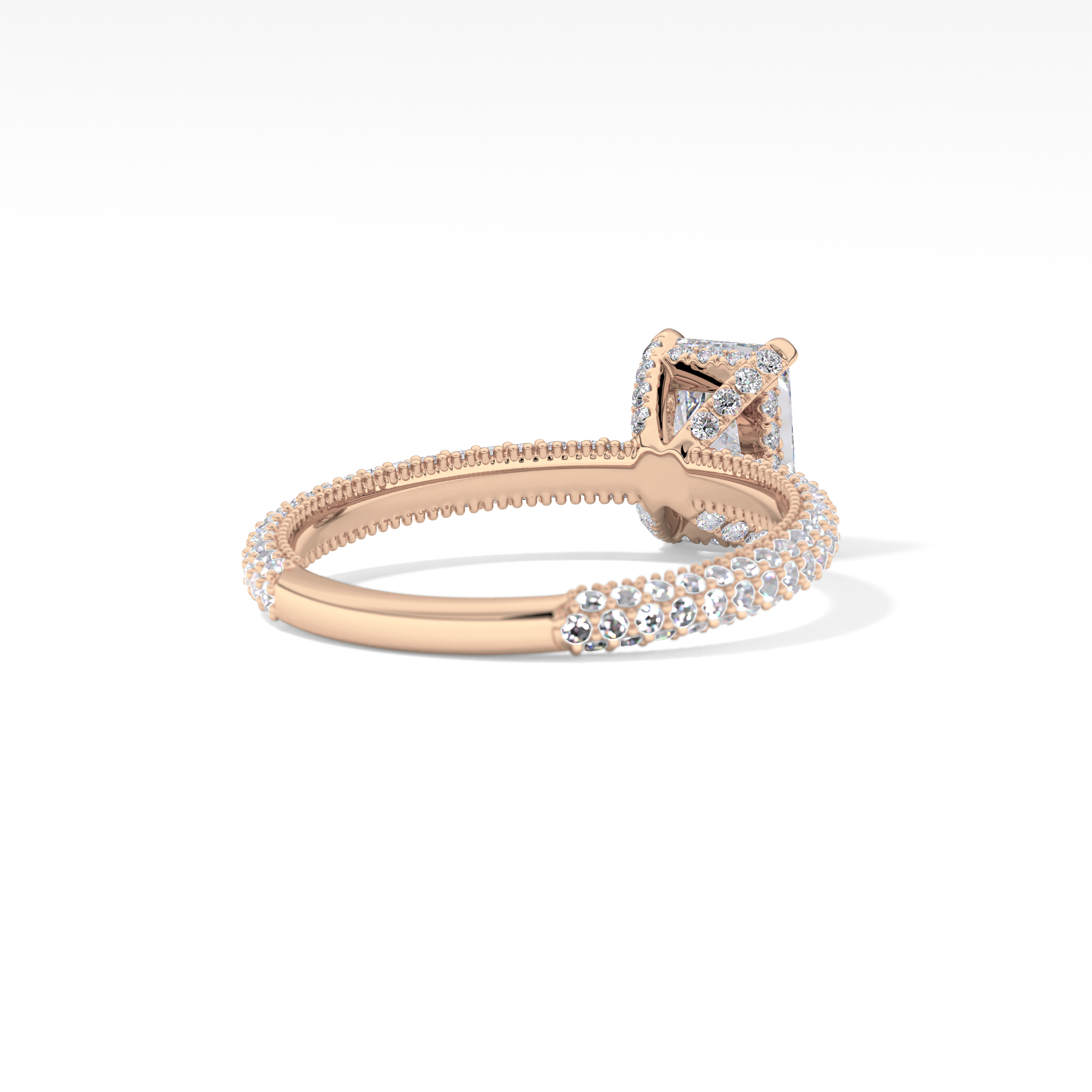 Radiant Hidden Halo & Pave Lab Grown Diamond Engagement Ring