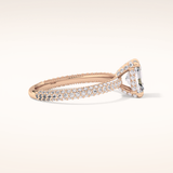 1.33 CT Radiant Shaped Hidden Halo & Pave Moissanite Engagement Ring