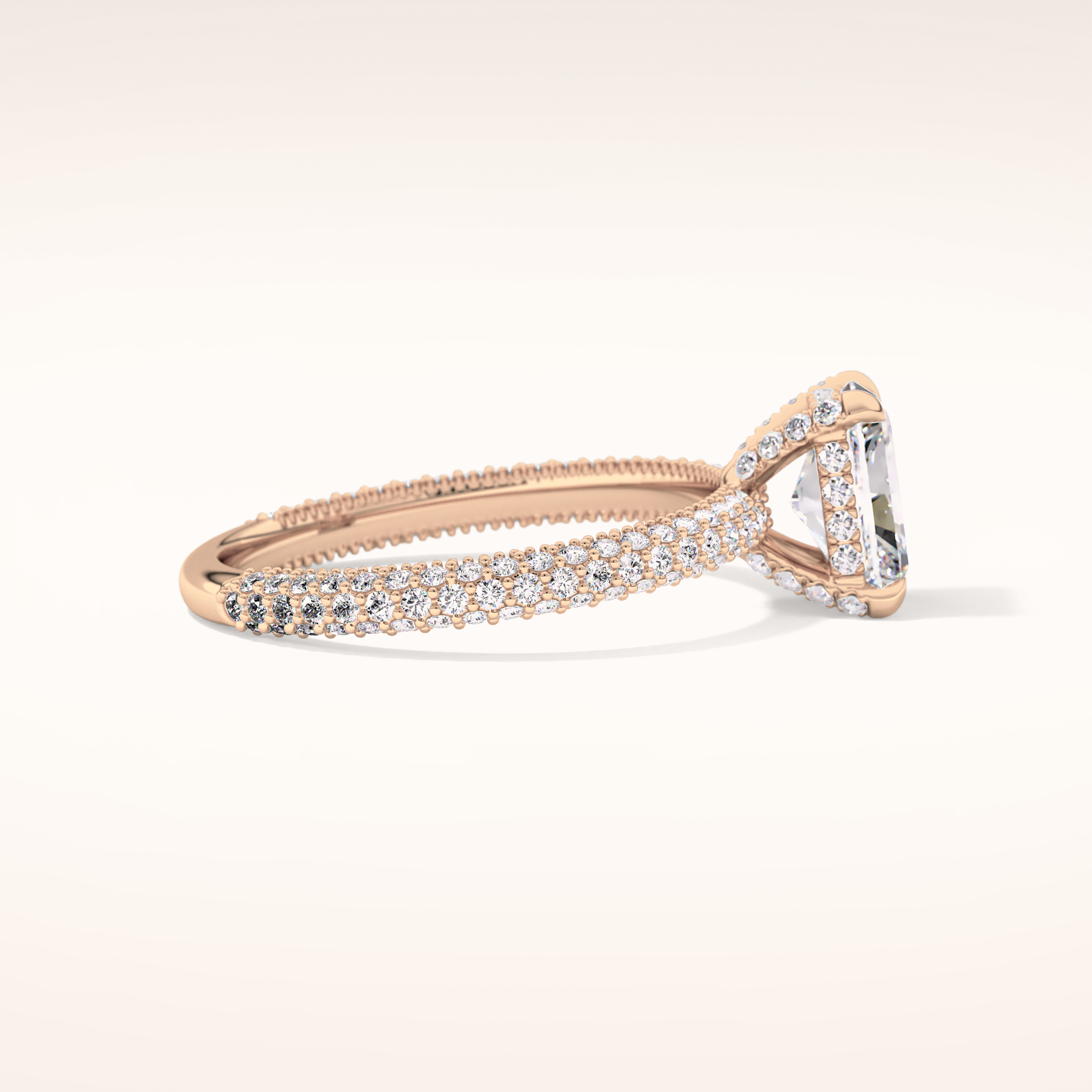 1.33 CT Radiant Shaped Hidden Halo & Pave Moissanite Engagement Ring