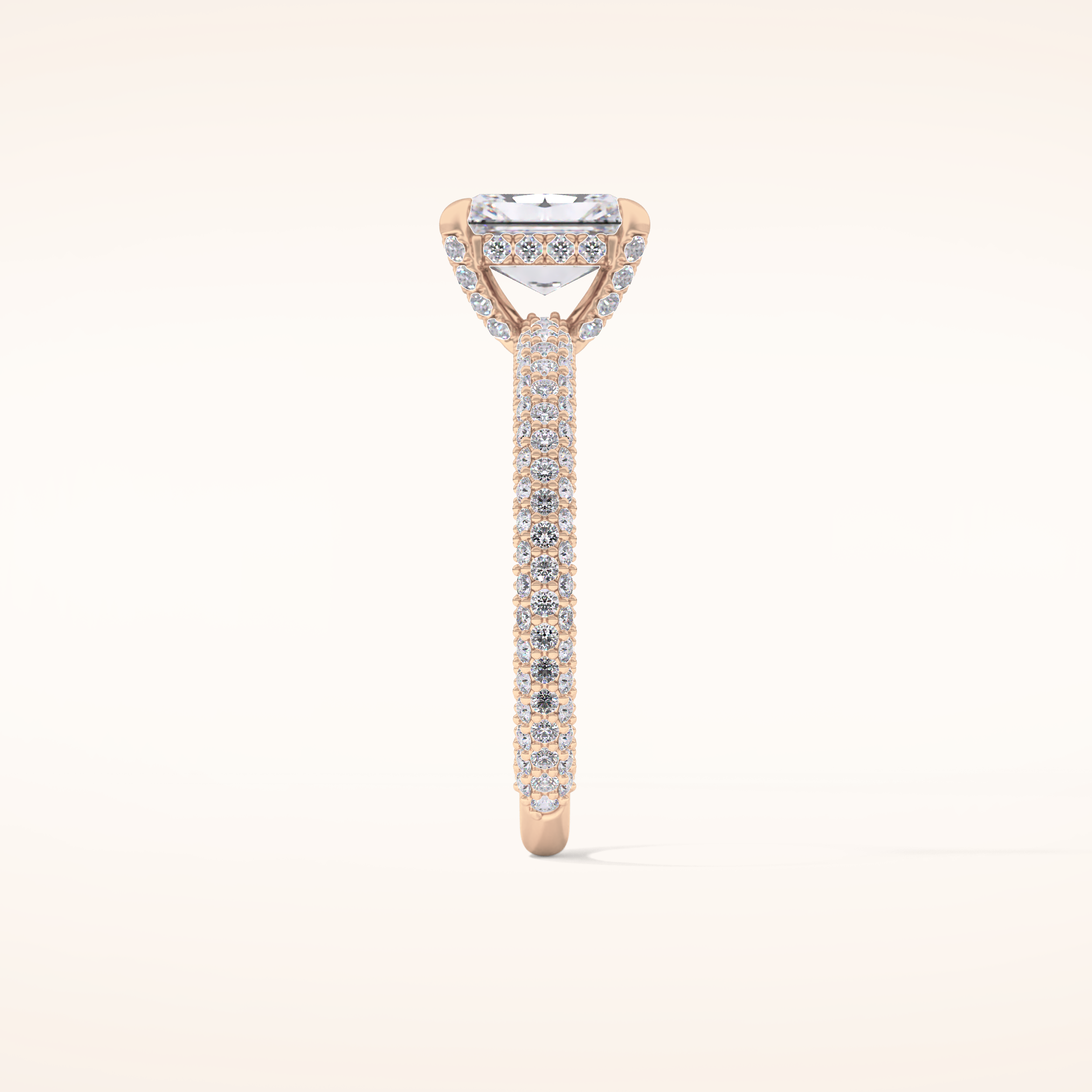 1.33 CT Radiant Shaped Hidden Halo & Pave Moissanite Engagement Ring