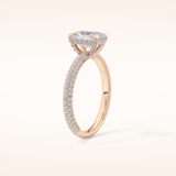 1.33 CT Radiant Shaped Hidden Halo & Pave Moissanite Engagement Ring