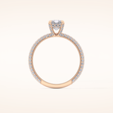 1.33 CT Radiant Shaped Hidden Halo & Pave Moissanite Engagement Ring