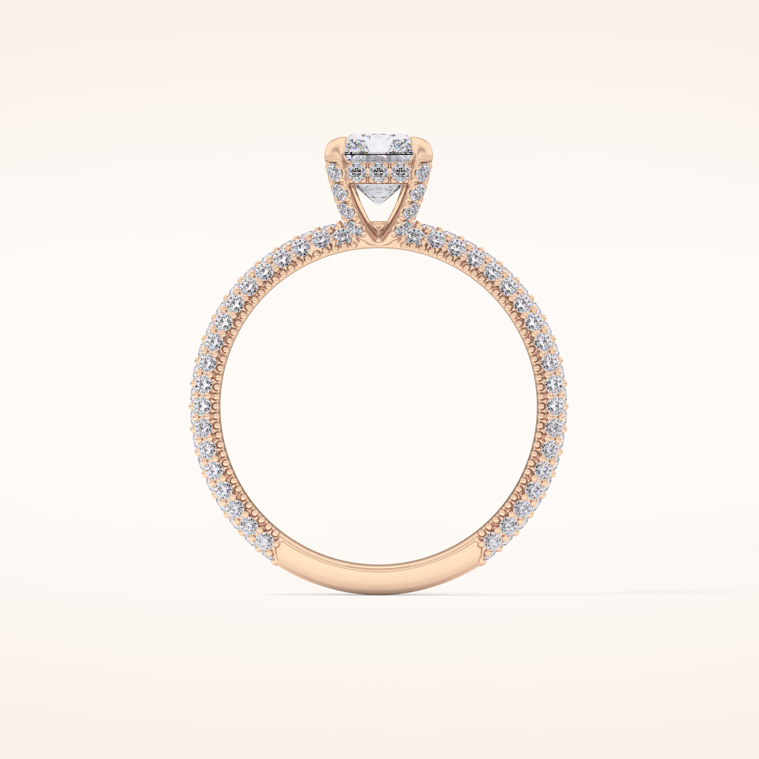 1.33 CT Radiant Shaped Hidden Halo & Pave Moissanite Engagement Ring