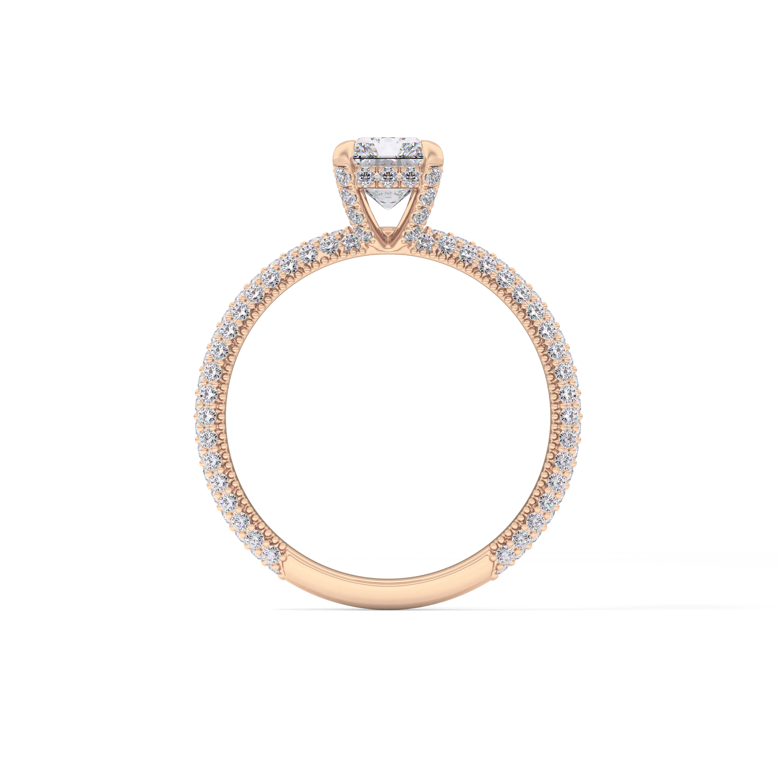 Radiant Hidden Halo & Pave Lab Grown Diamond Engagement Ring