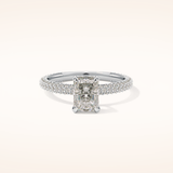 1.33 CT Radiant Shaped Hidden Halo & Pave Moissanite Engagement Ring
