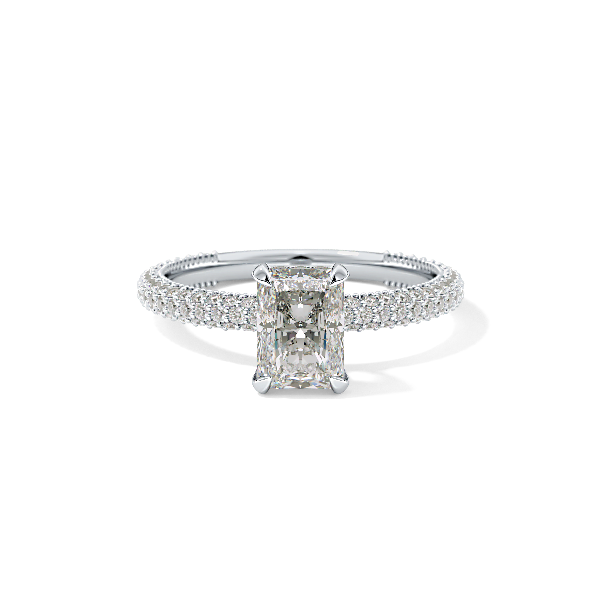 Radiant Hidden Halo & Pave Lab Grown Diamond Engagement Ring