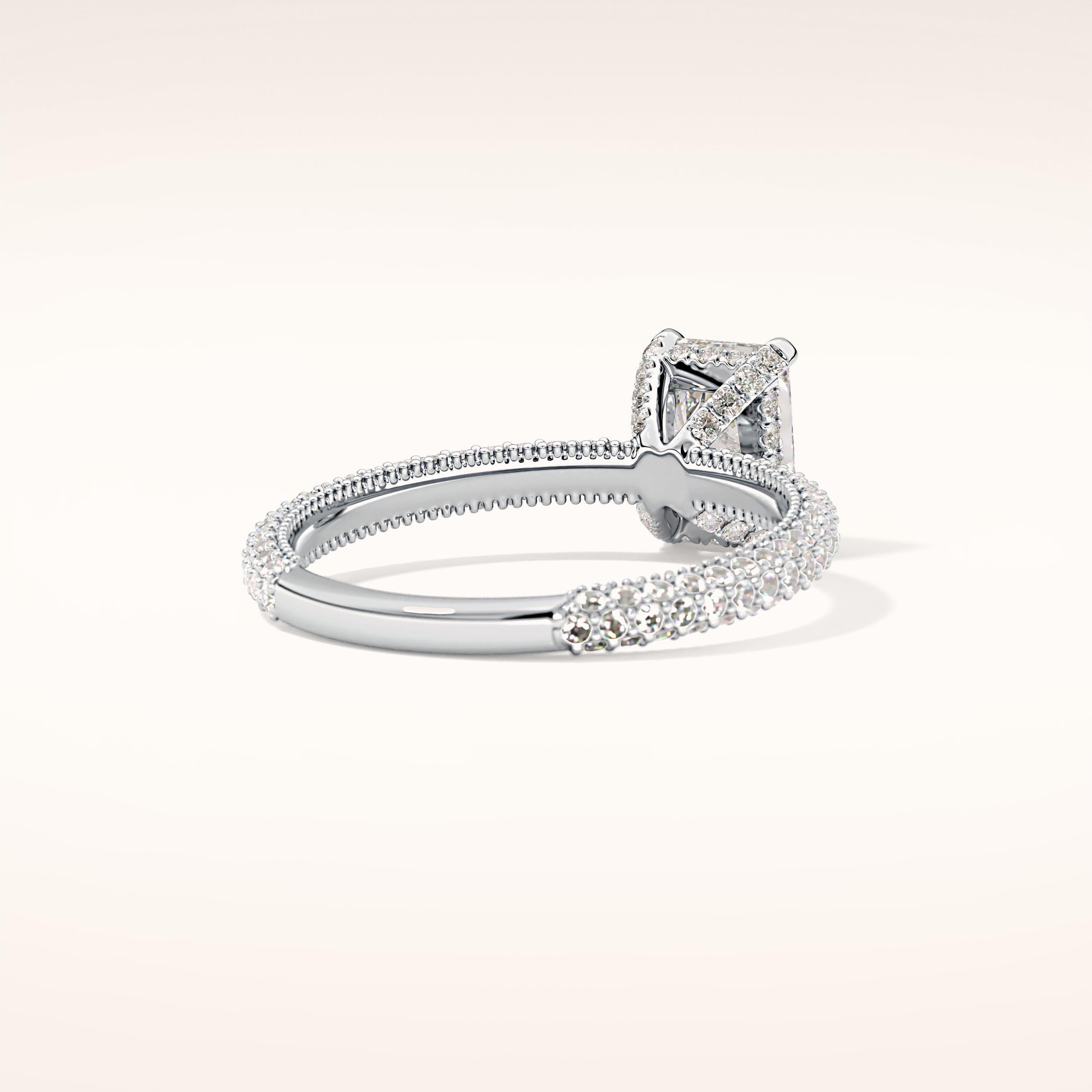 1.33 CT Radiant Shaped Hidden Halo & Pave Moissanite Engagement Ring