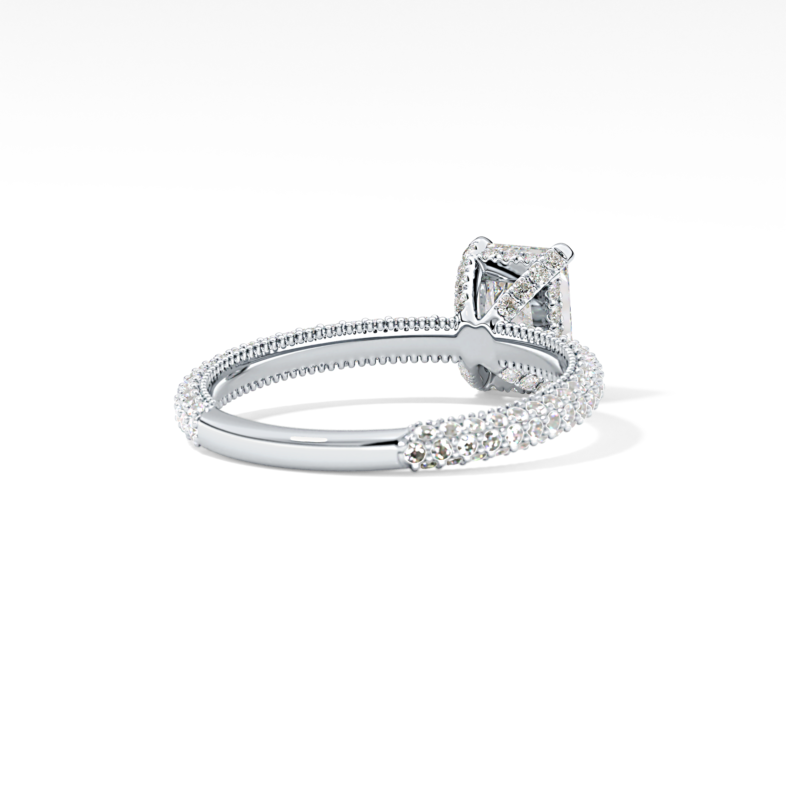 Radiant Hidden Halo & Pave Lab Grown Diamond Engagement Ring
