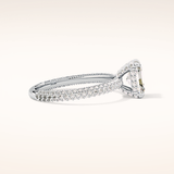 1.33 CT Radiant Shaped Hidden Halo & Pave Moissanite Engagement Ring