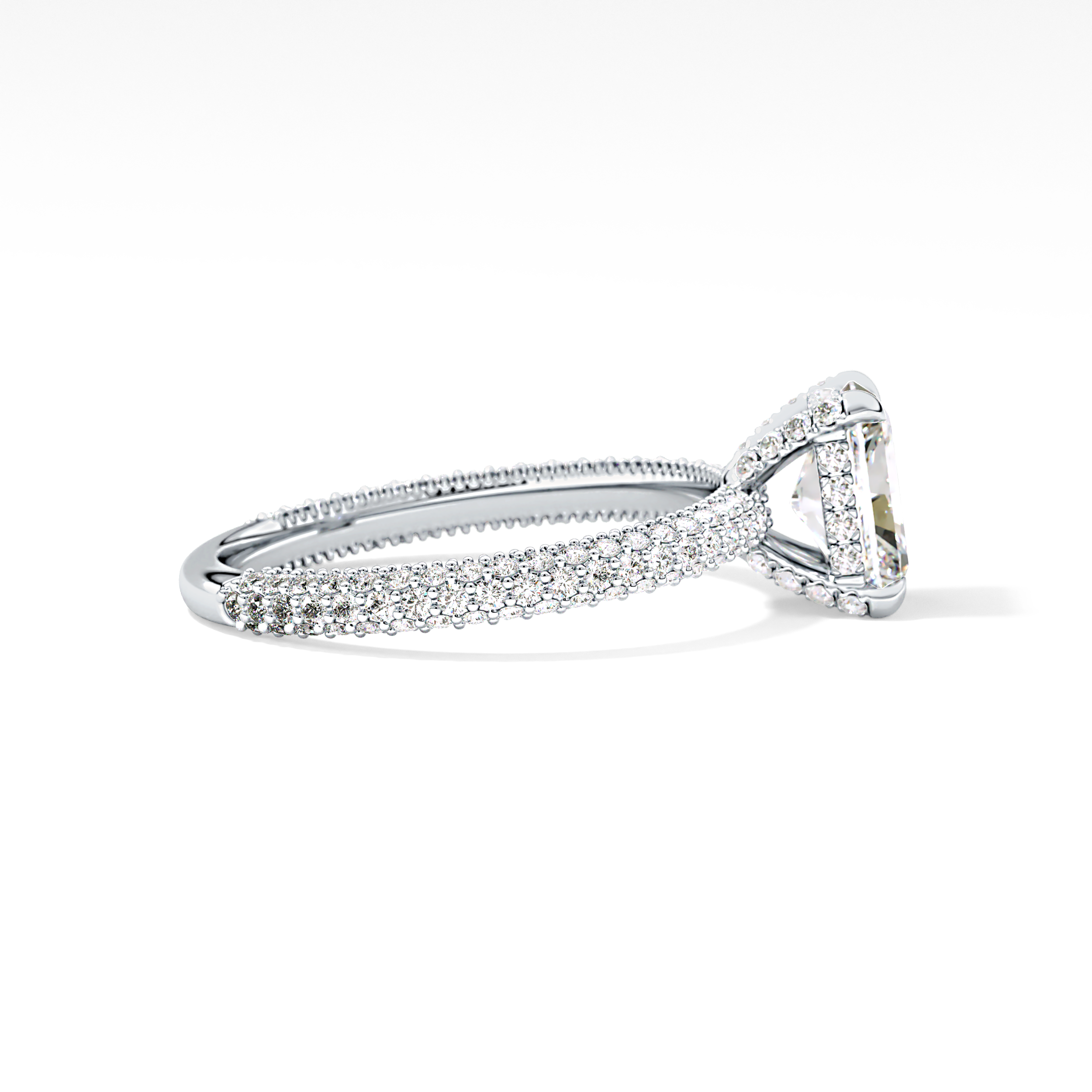 Radiant Hidden Halo & Pave Lab Grown Diamond Engagement Ring