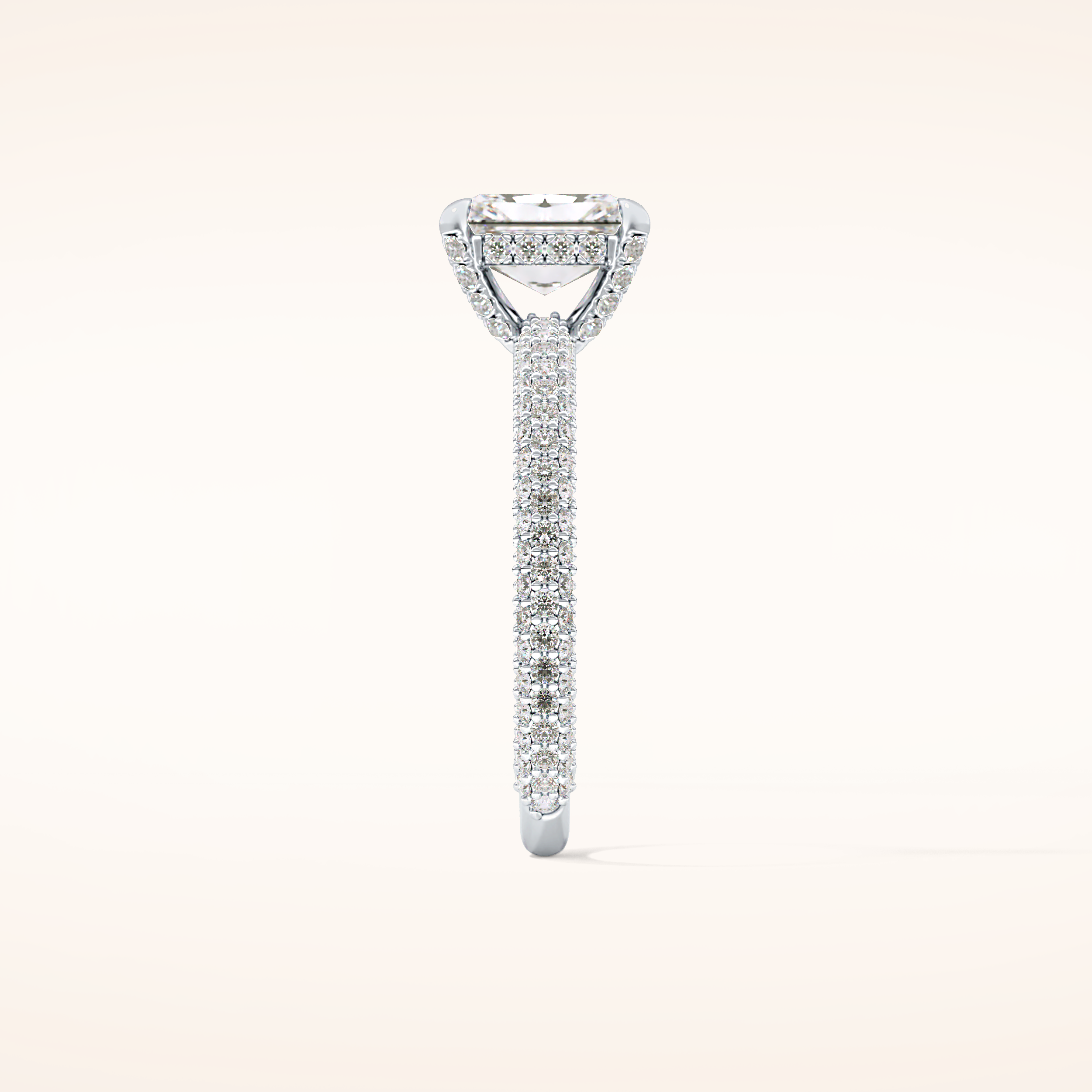 1.33 CT Radiant Shaped Hidden Halo & Pave Moissanite Engagement Ring