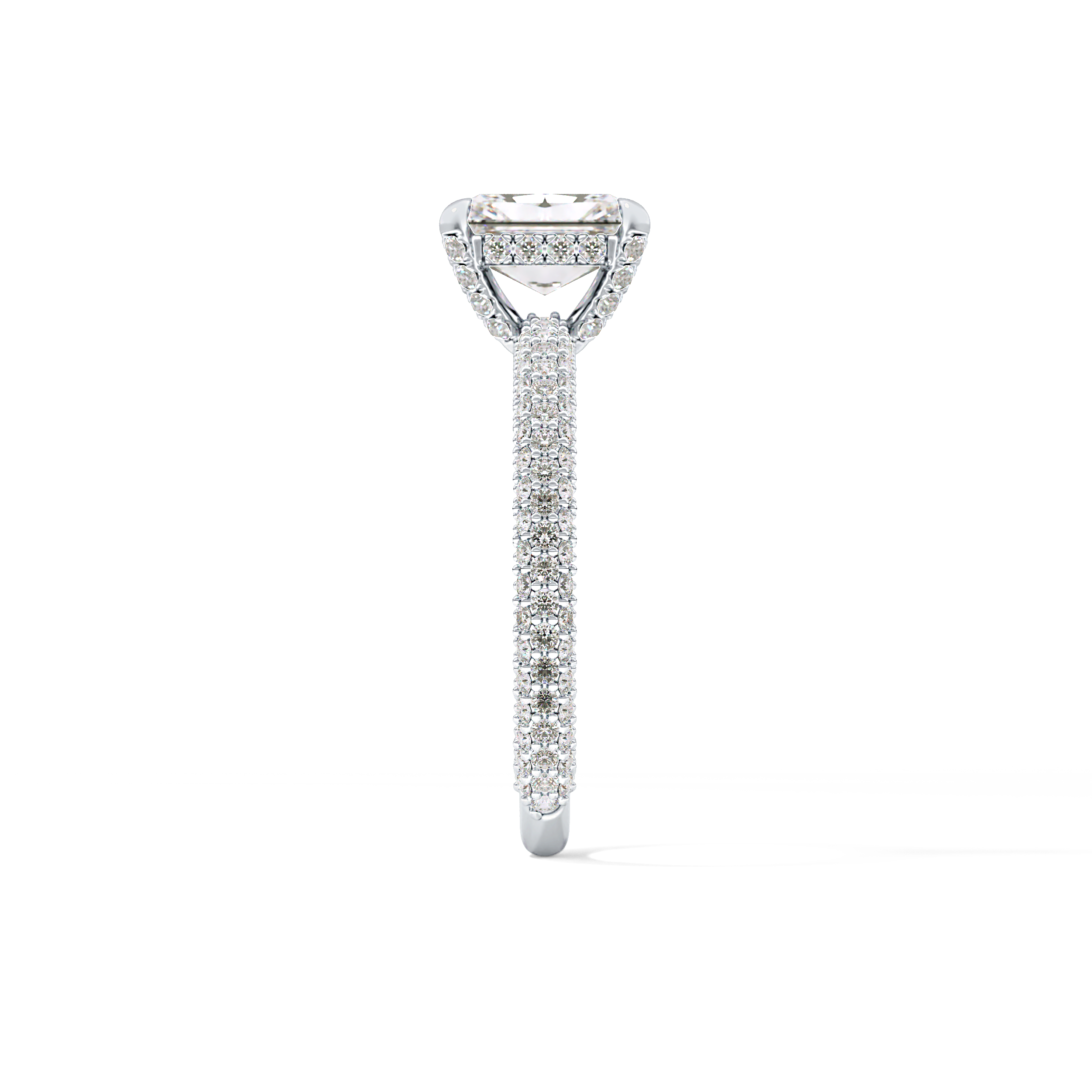 Radiant Hidden Halo & Pave Lab Grown Diamond Engagement Ring