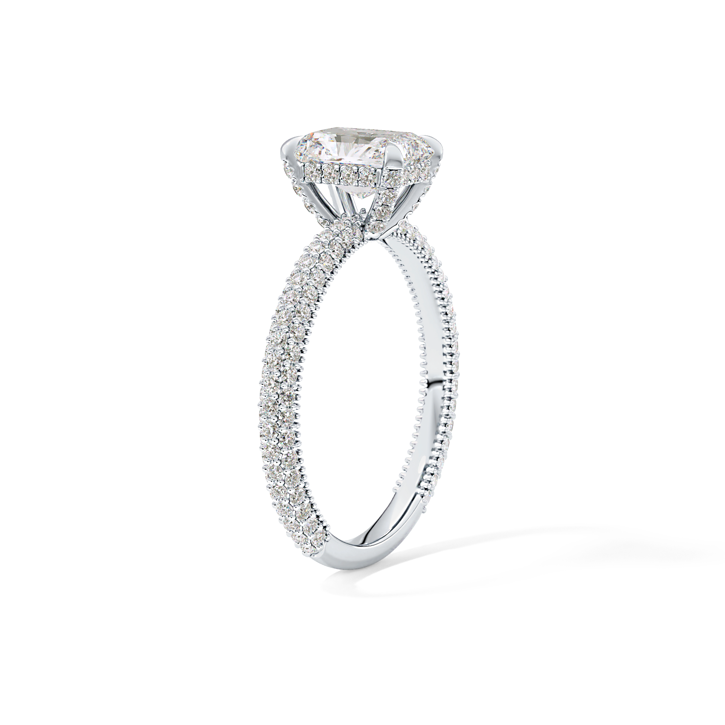Radiant Hidden Halo & Pave Lab Grown Diamond Engagement Ring