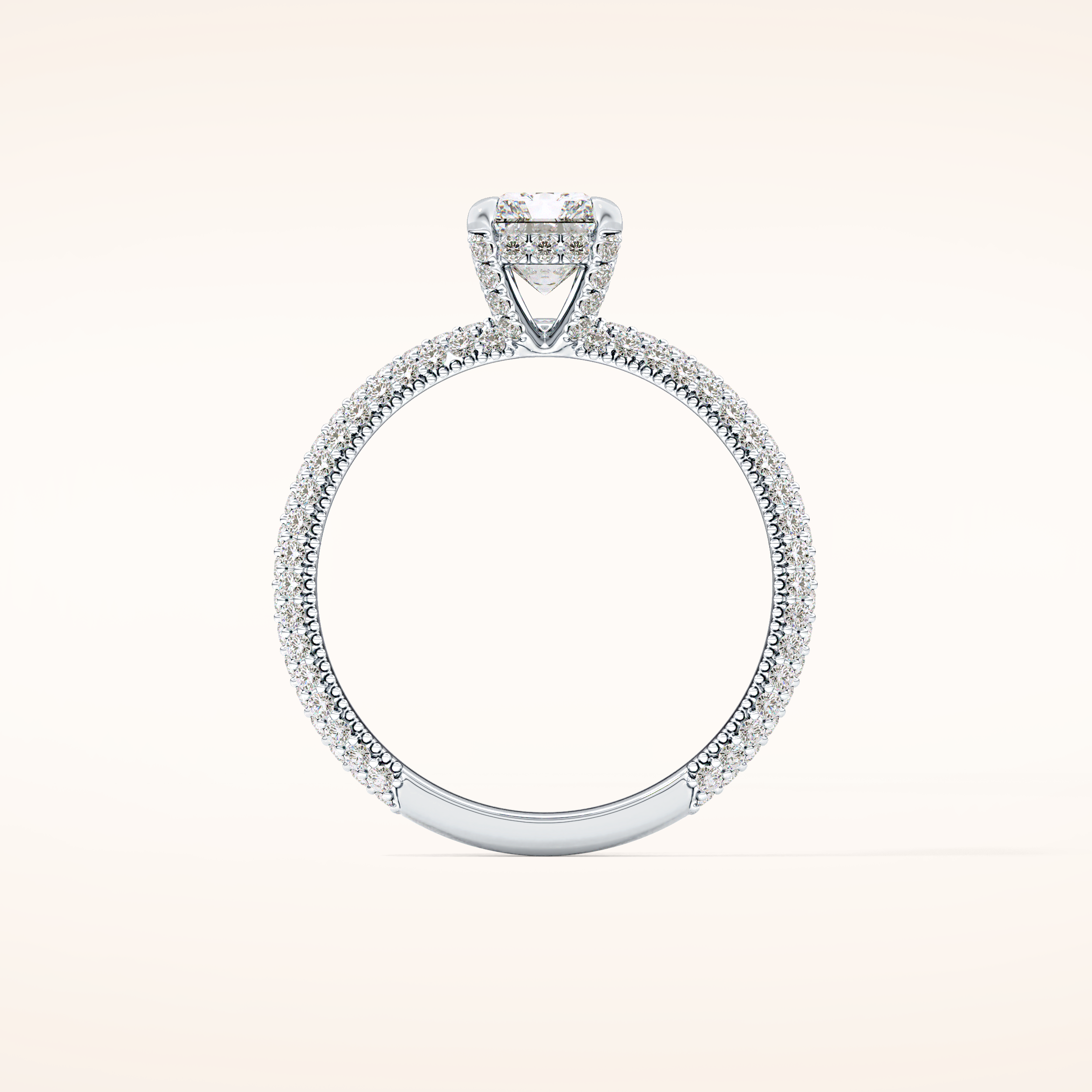1.33 CT Radiant Shaped Hidden Halo & Pave Moissanite Engagement Ring