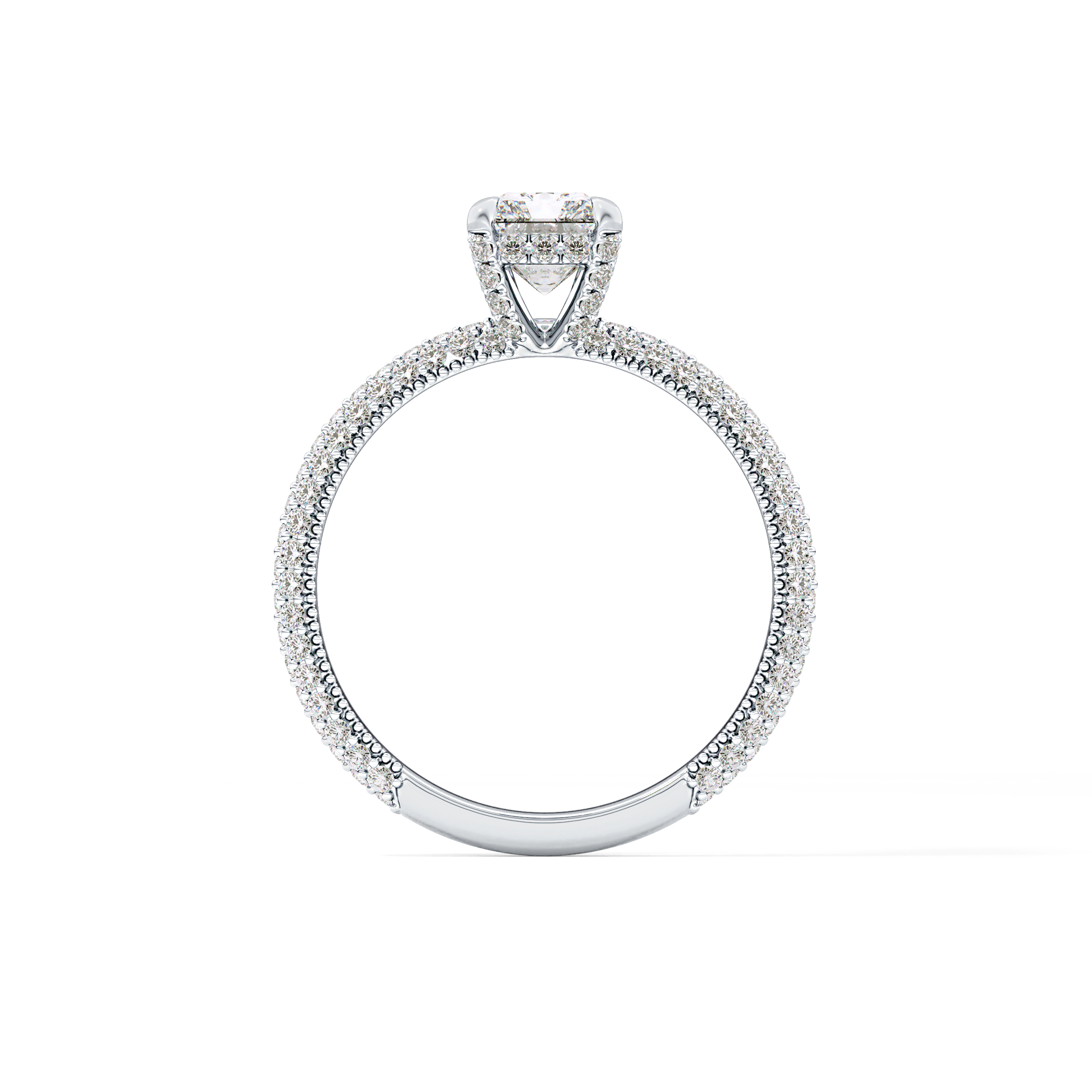 Radiant Hidden Halo & Pave Lab Grown Diamond Engagement Ring