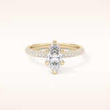 0.82 CT Marquise Shaped Hidden Halo & Pave Moissanite Engagement Ring
