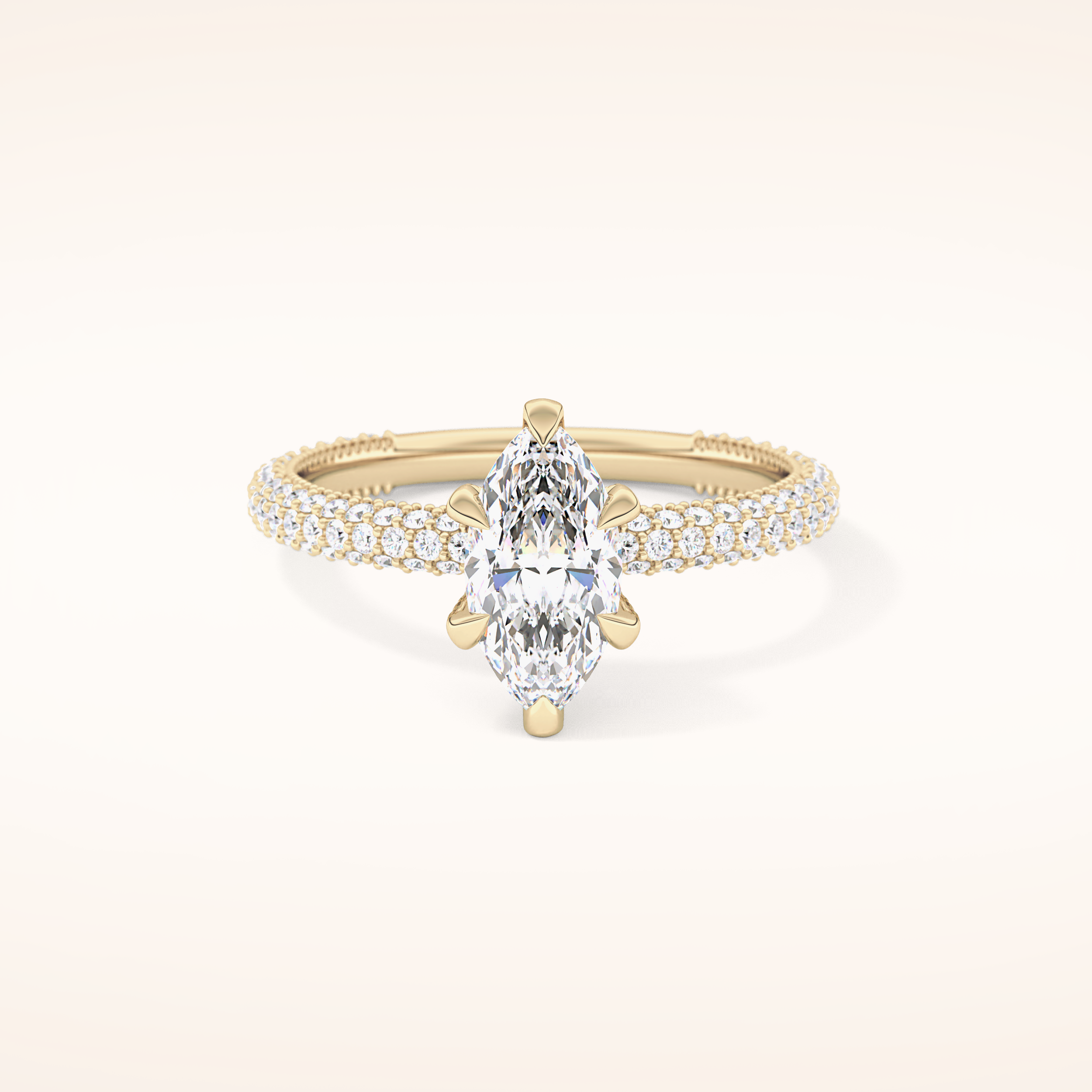 0.82 CT Marquise Shaped Hidden Halo & Pave Moissanite Engagement Ring