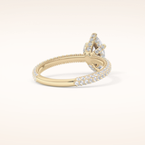 0.82 CT Marquise Shaped Hidden Halo & Pave Moissanite Engagement Ring