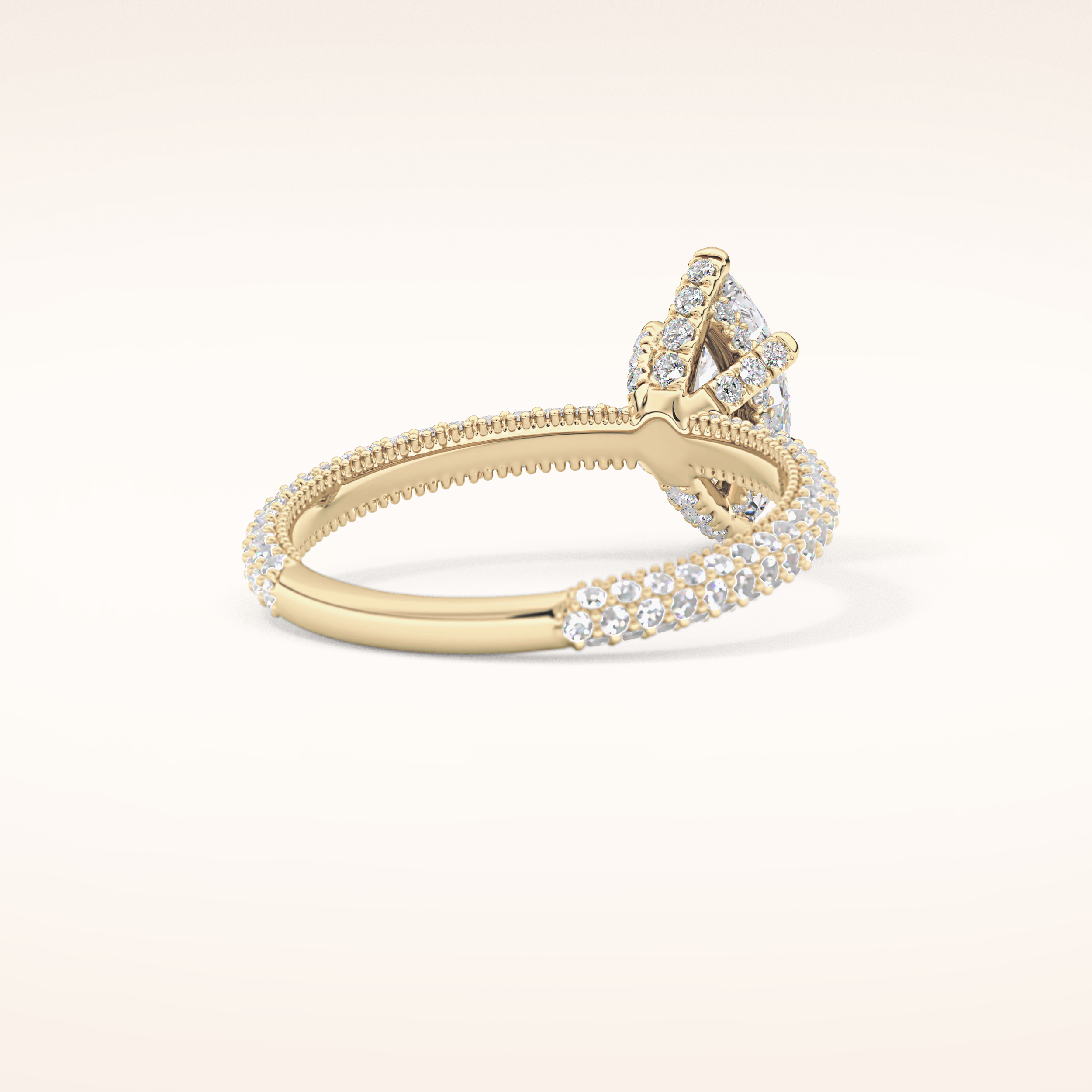 0.82 CT Marquise Shaped Hidden Halo & Pave Moissanite Engagement Ring