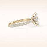 0.82 CT Marquise Shaped Hidden Halo & Pave Moissanite Engagement Ring