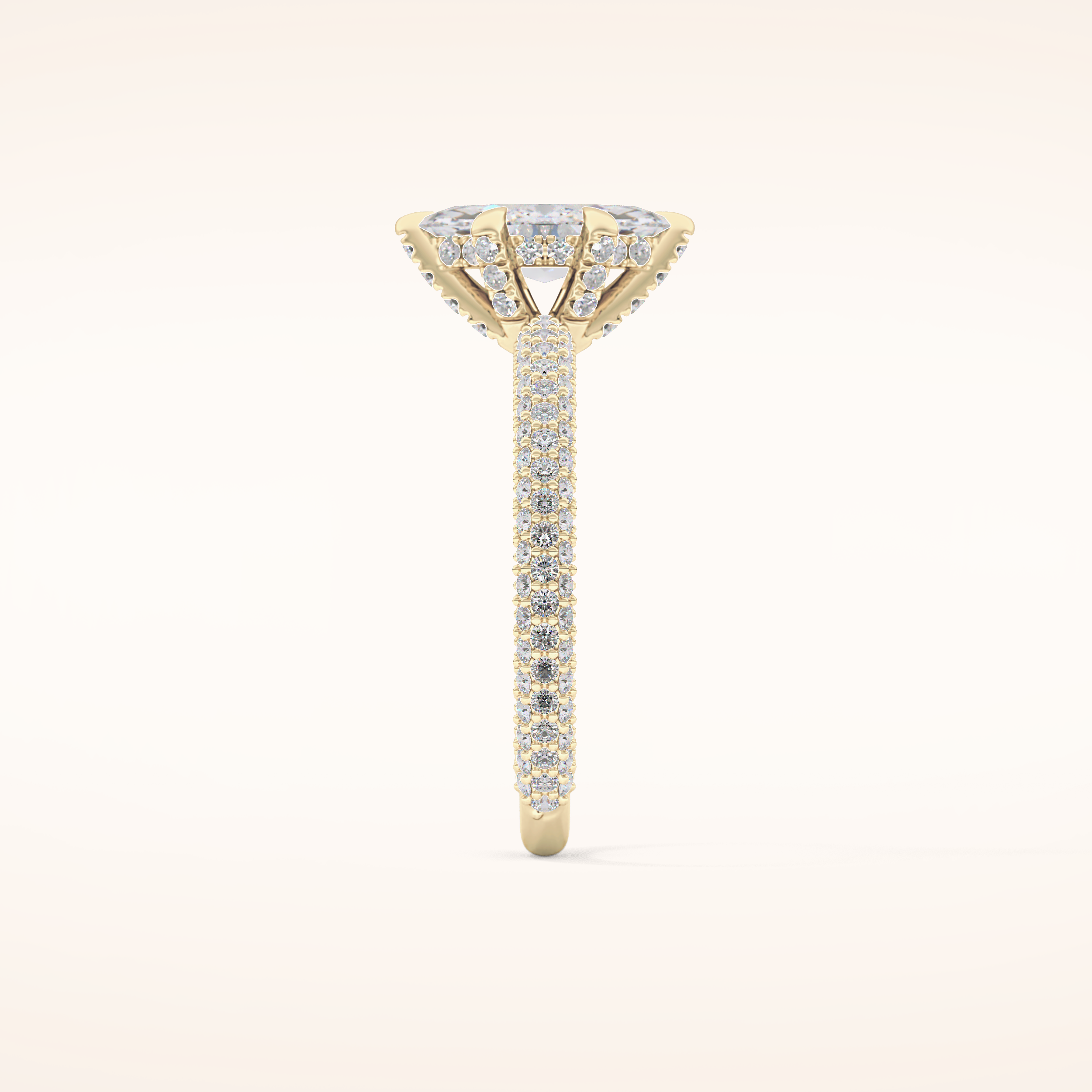 0.82 CT Marquise Shaped Hidden Halo & Pave Moissanite Engagement Ring