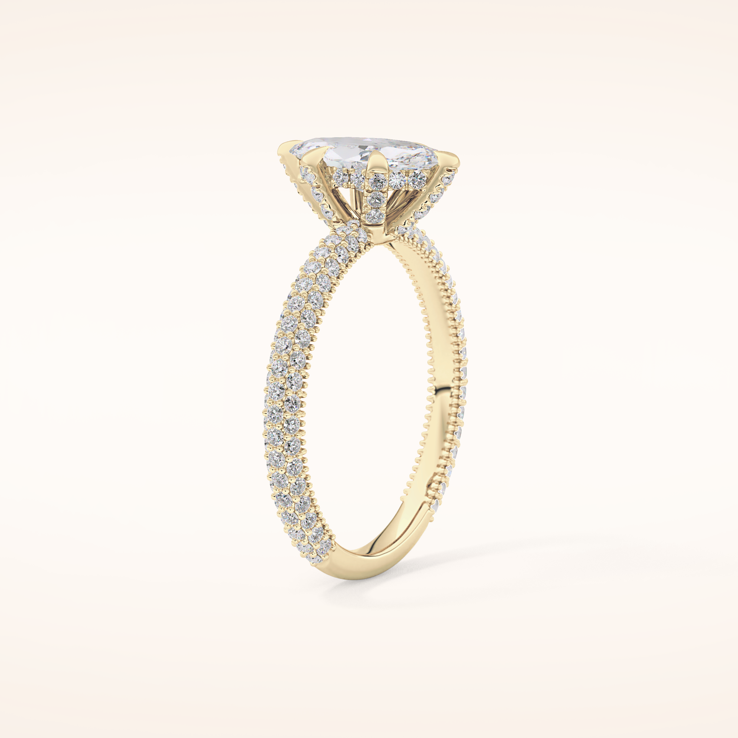 0.82 CT Marquise Shaped Hidden Halo & Pave Moissanite Engagement Ring