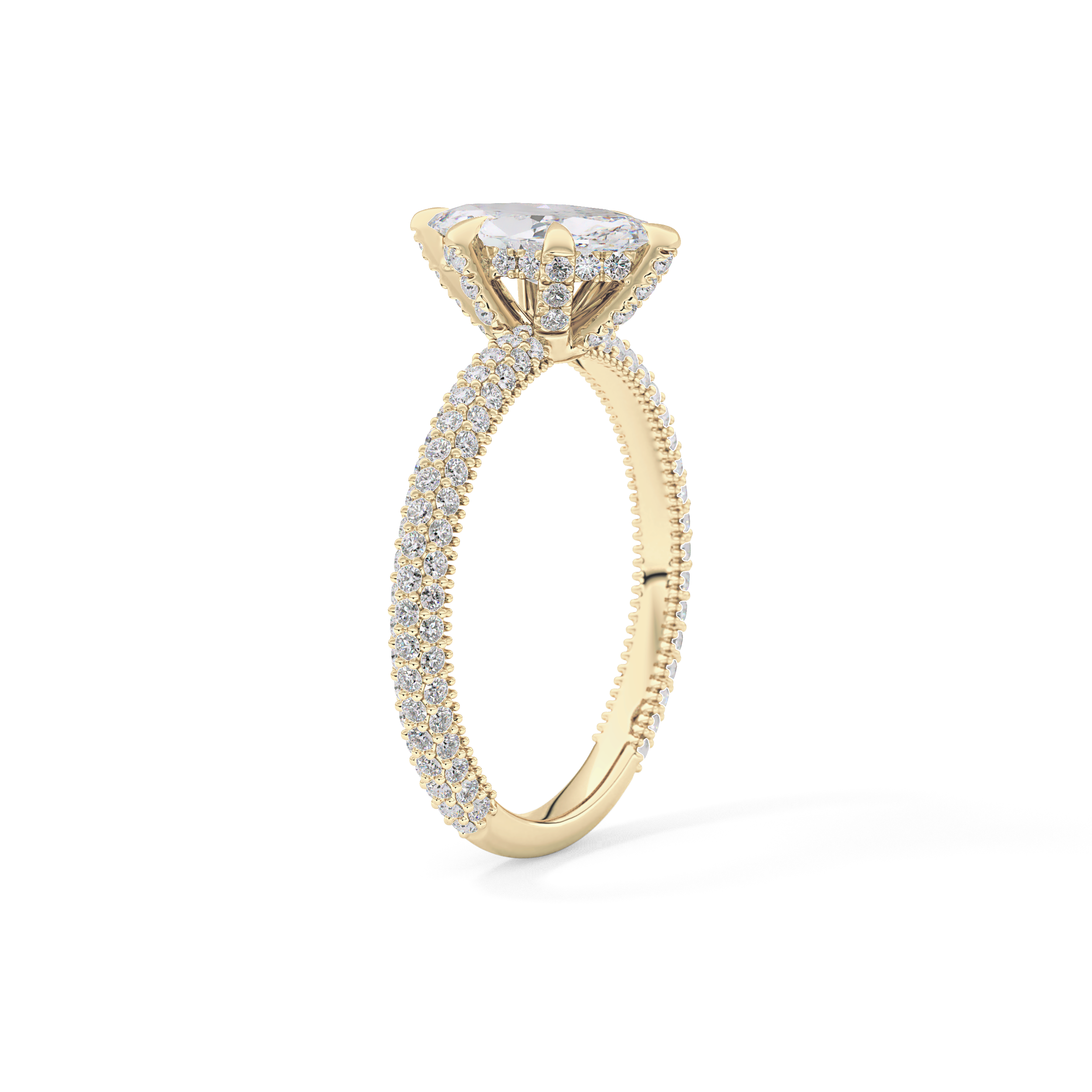 Marquise Hidden Halo & Pave Lab Grown Diamond Engagement Ring