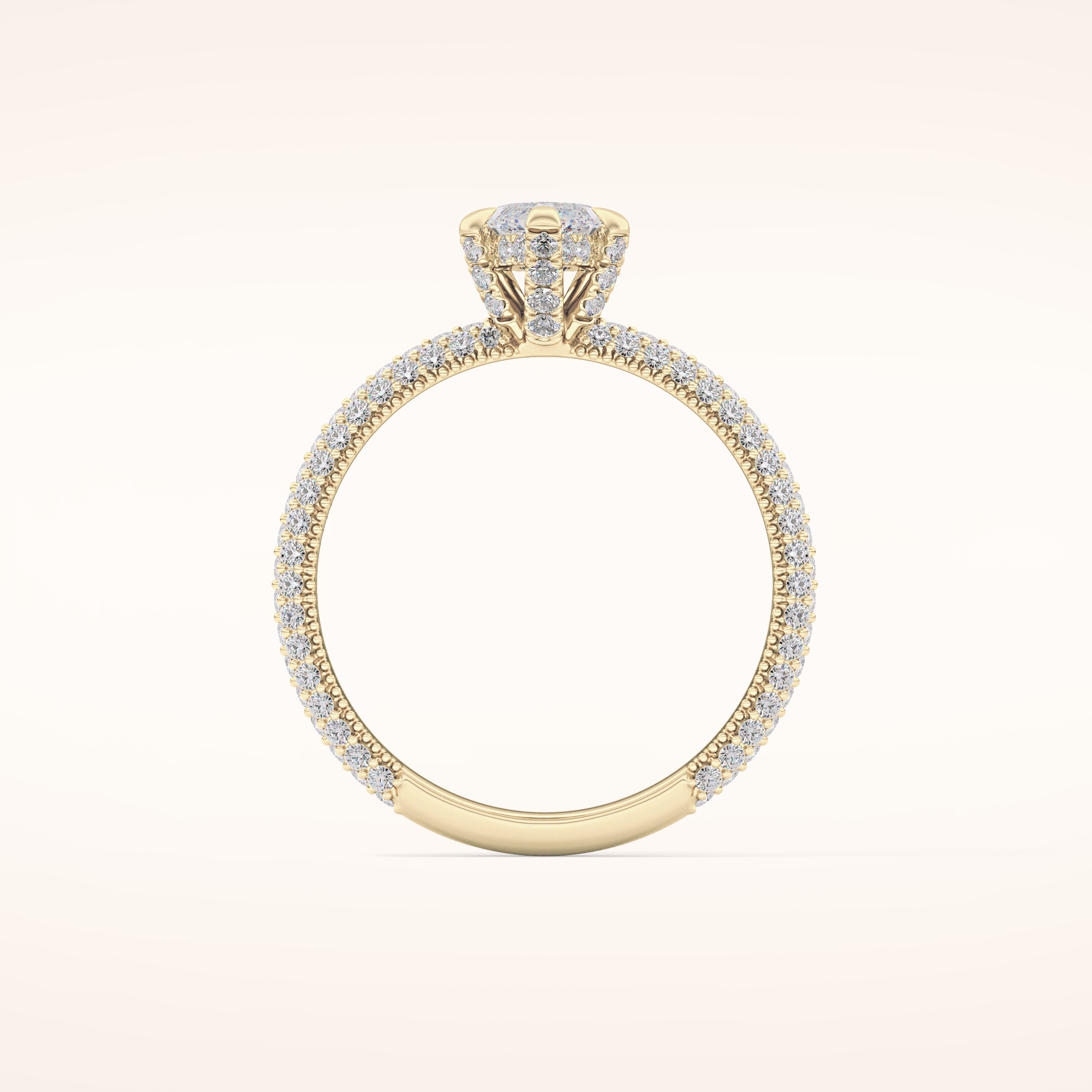 0.82 CT Marquise Shaped Hidden Halo & Pave Moissanite Engagement Ring