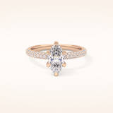 0.82 CT Marquise Shaped Hidden Halo & Pave Moissanite Engagement Ring