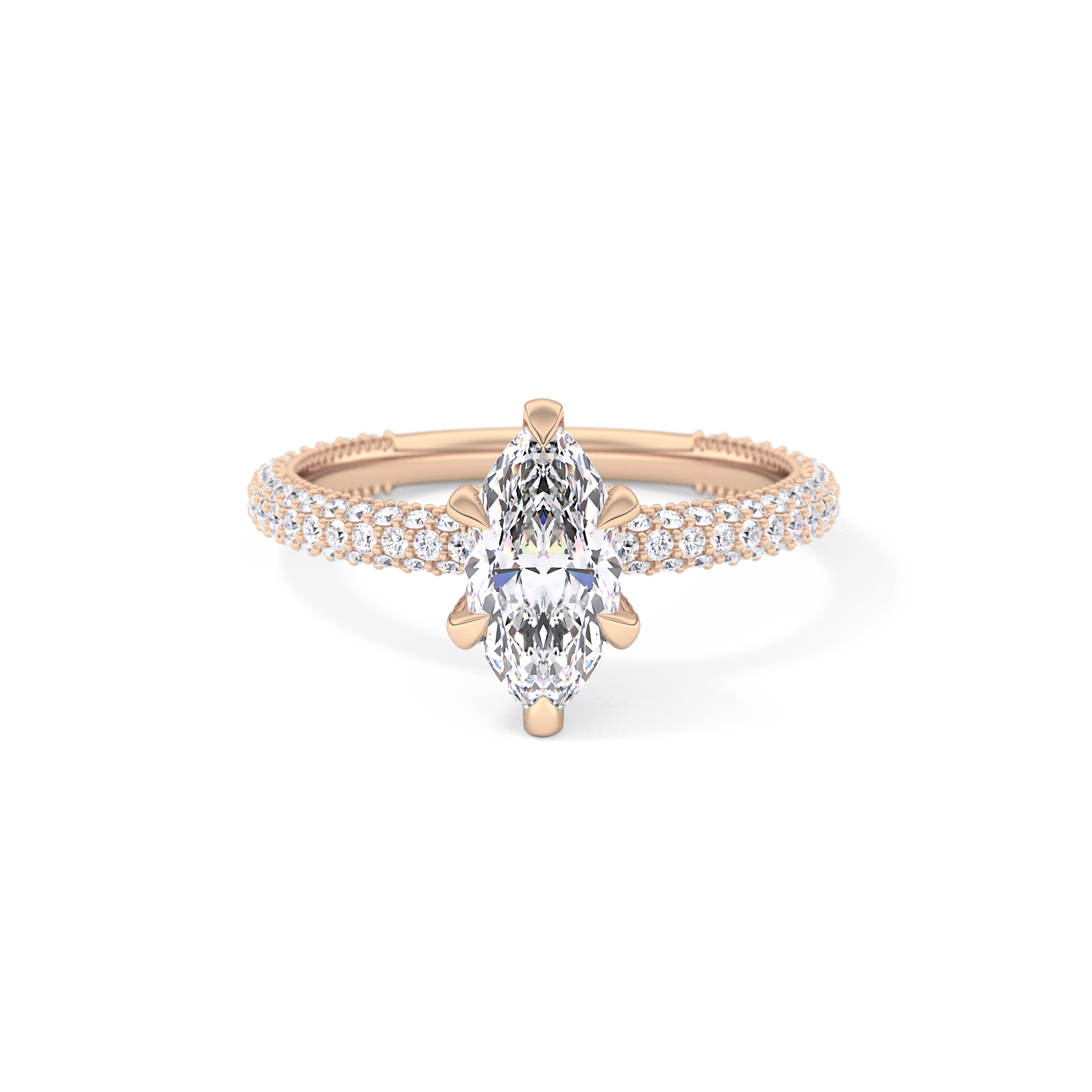 Marquise Hidden Halo & Pave Lab Grown Diamond Engagement Ring