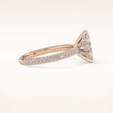 0.82 CT Marquise Shaped Hidden Halo & Pave Moissanite Engagement Ring