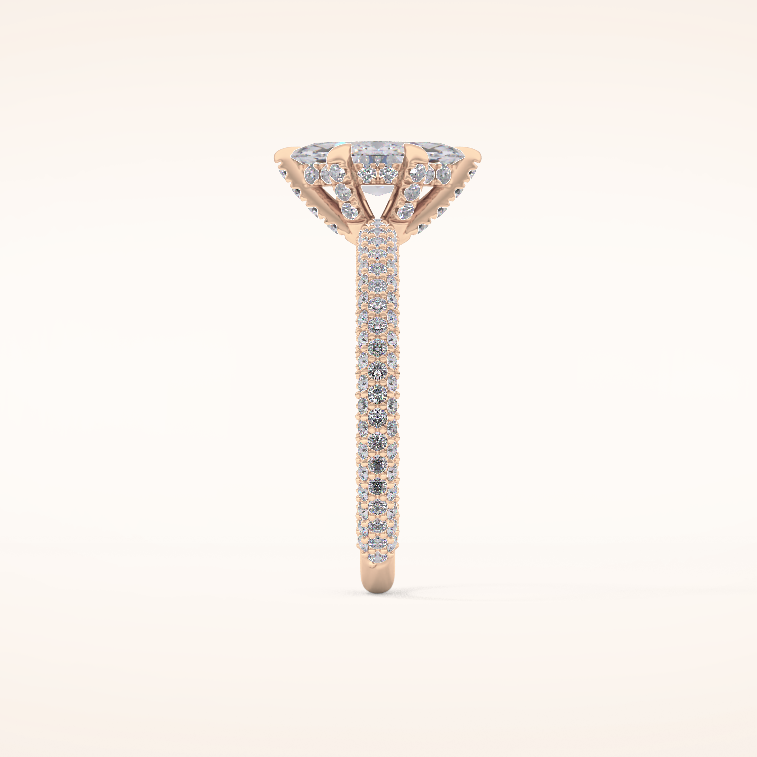 0.82 CT Marquise Shaped Hidden Halo & Pave Moissanite Engagement Ring