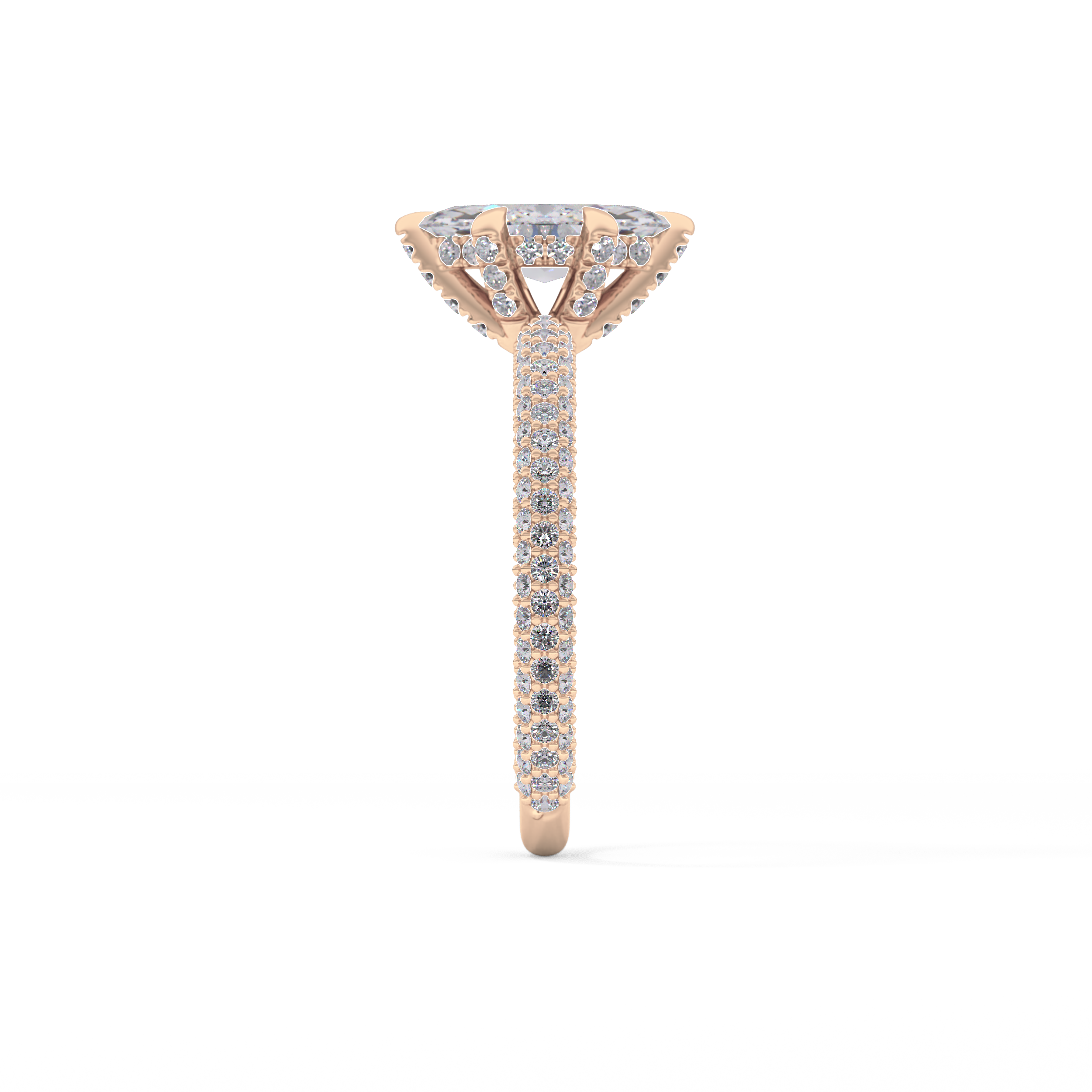 Marquise Hidden Halo & Pave Lab Grown Diamond Engagement Ring