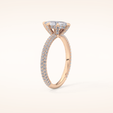 0.82 CT Marquise Shaped Hidden Halo & Pave Moissanite Engagement Ring