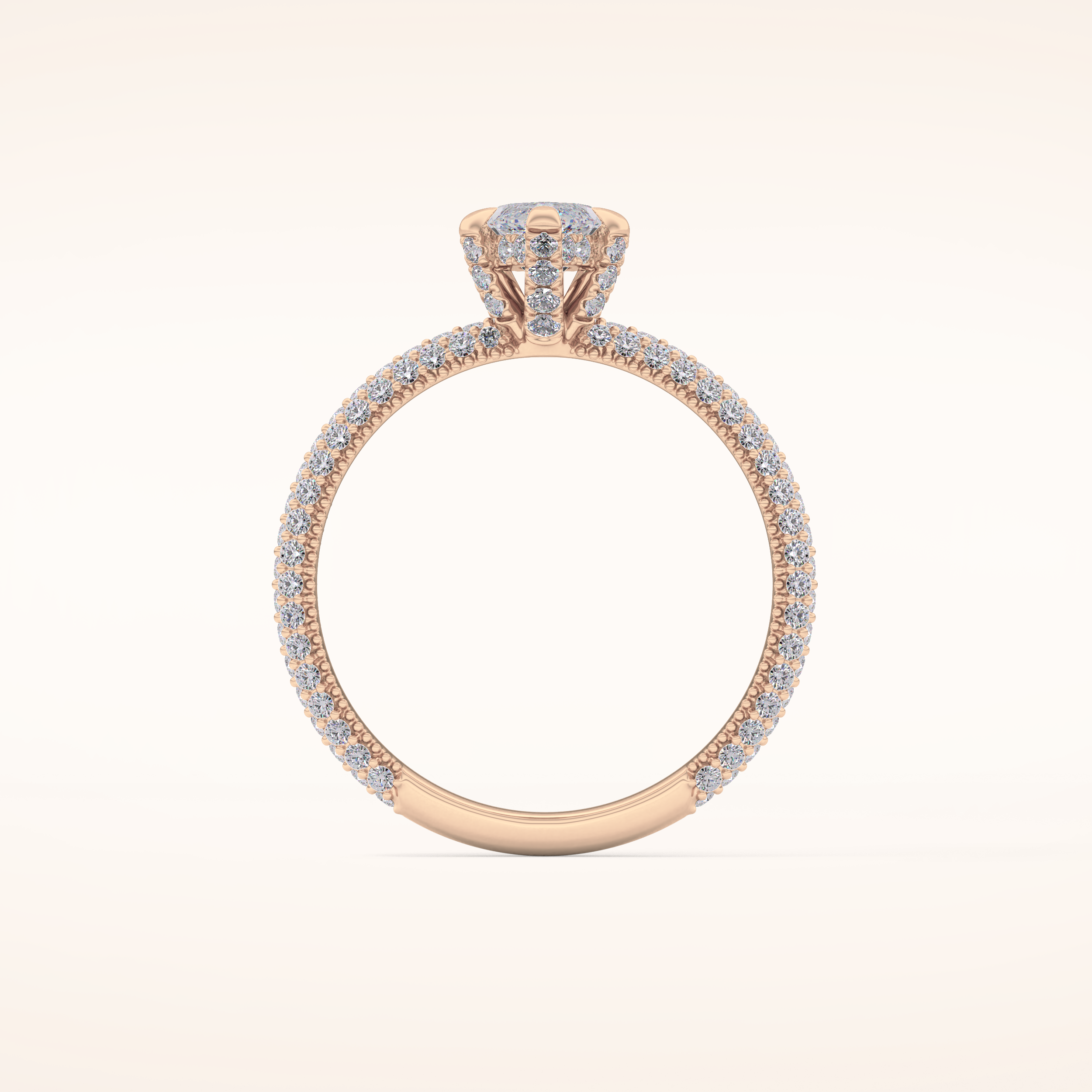 0.82 CT Marquise Shaped Hidden Halo & Pave Moissanite Engagement Ring