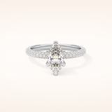 0.82 CT Marquise Shaped Hidden Halo & Pave Moissanite Engagement Ring