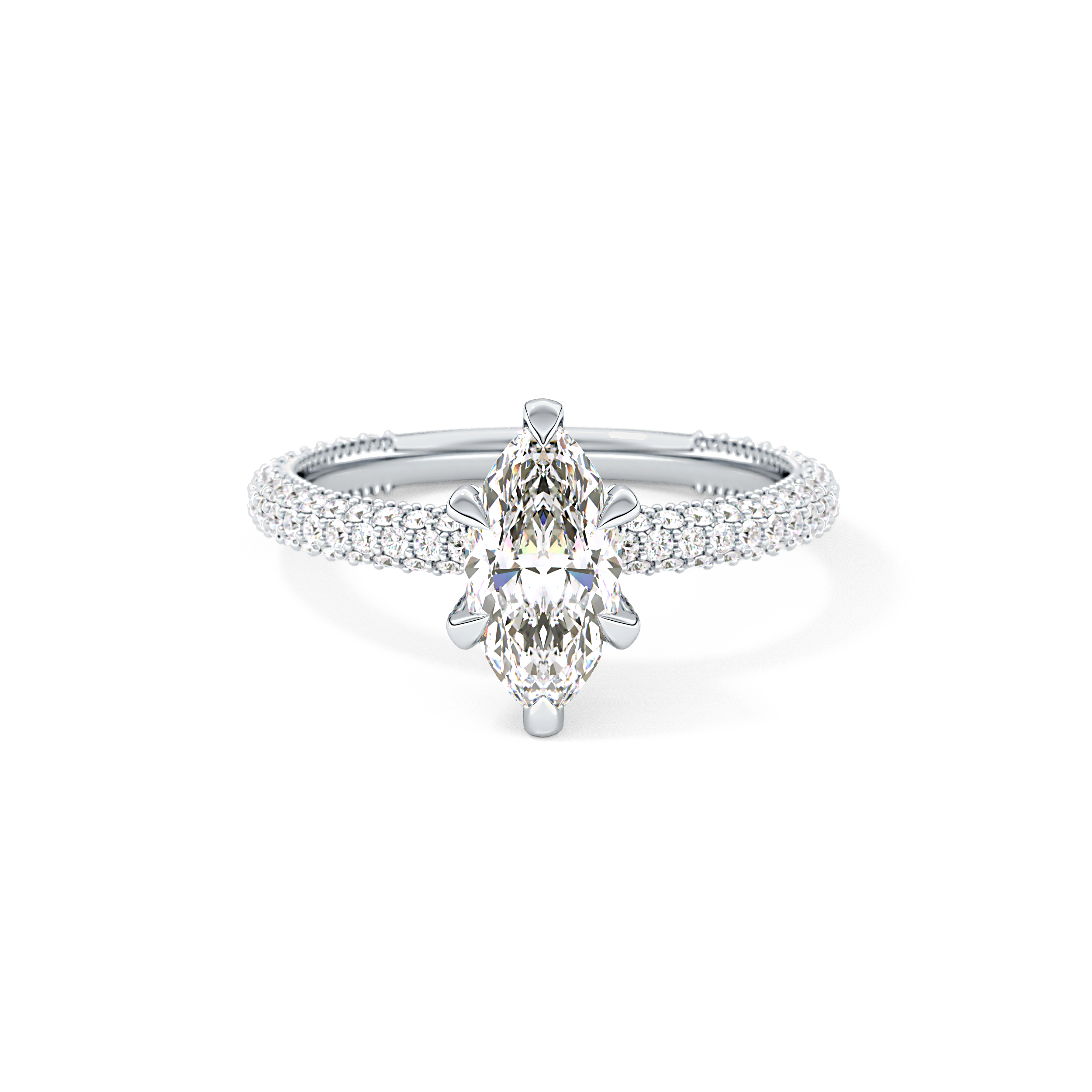 Marquise Hidden Halo & Pave Lab Grown Diamond Engagement Ring