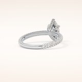 0.82 CT Marquise Shaped Hidden Halo & Pave Moissanite Engagement Ring