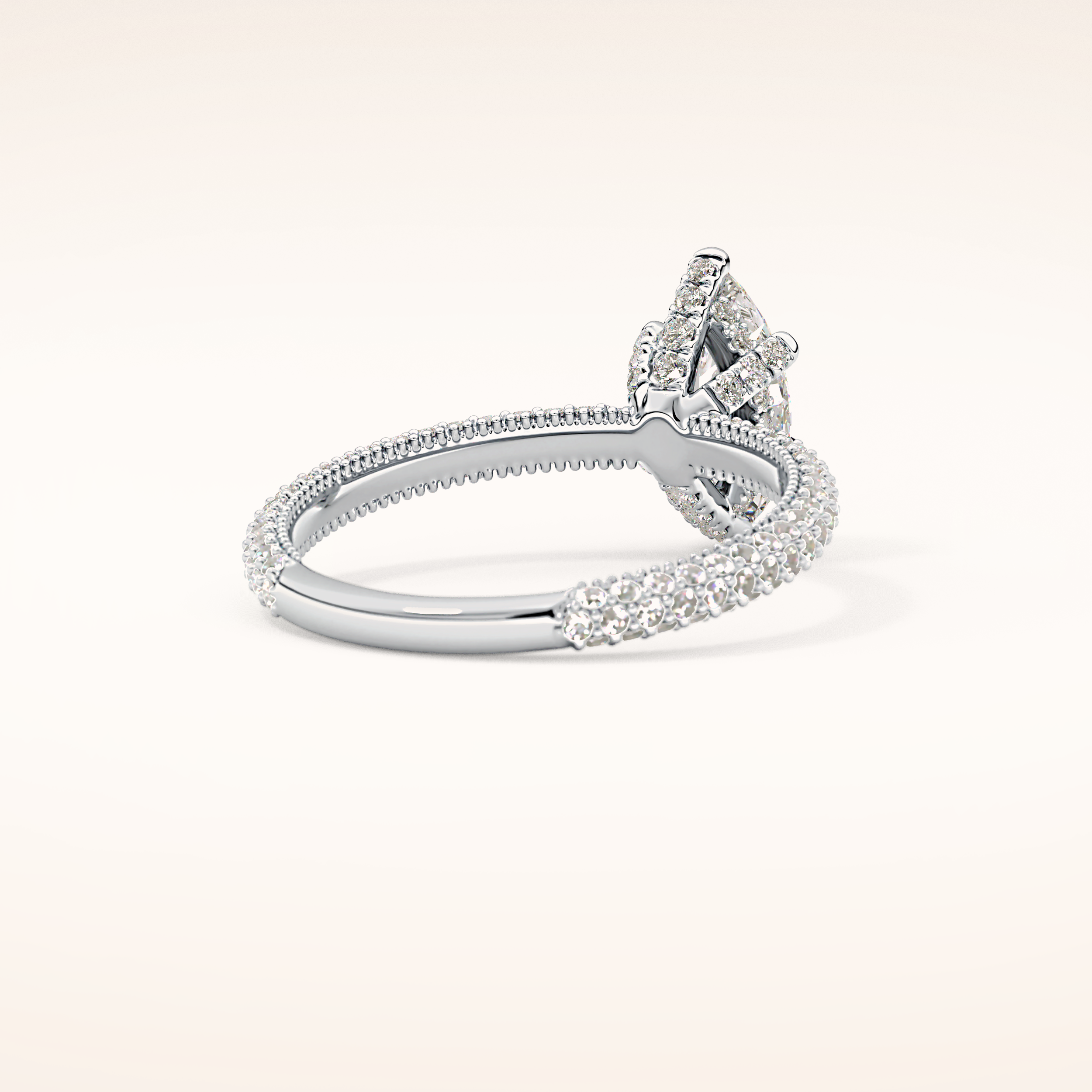 0.82 CT Marquise Shaped Hidden Halo & Pave Moissanite Engagement Ring