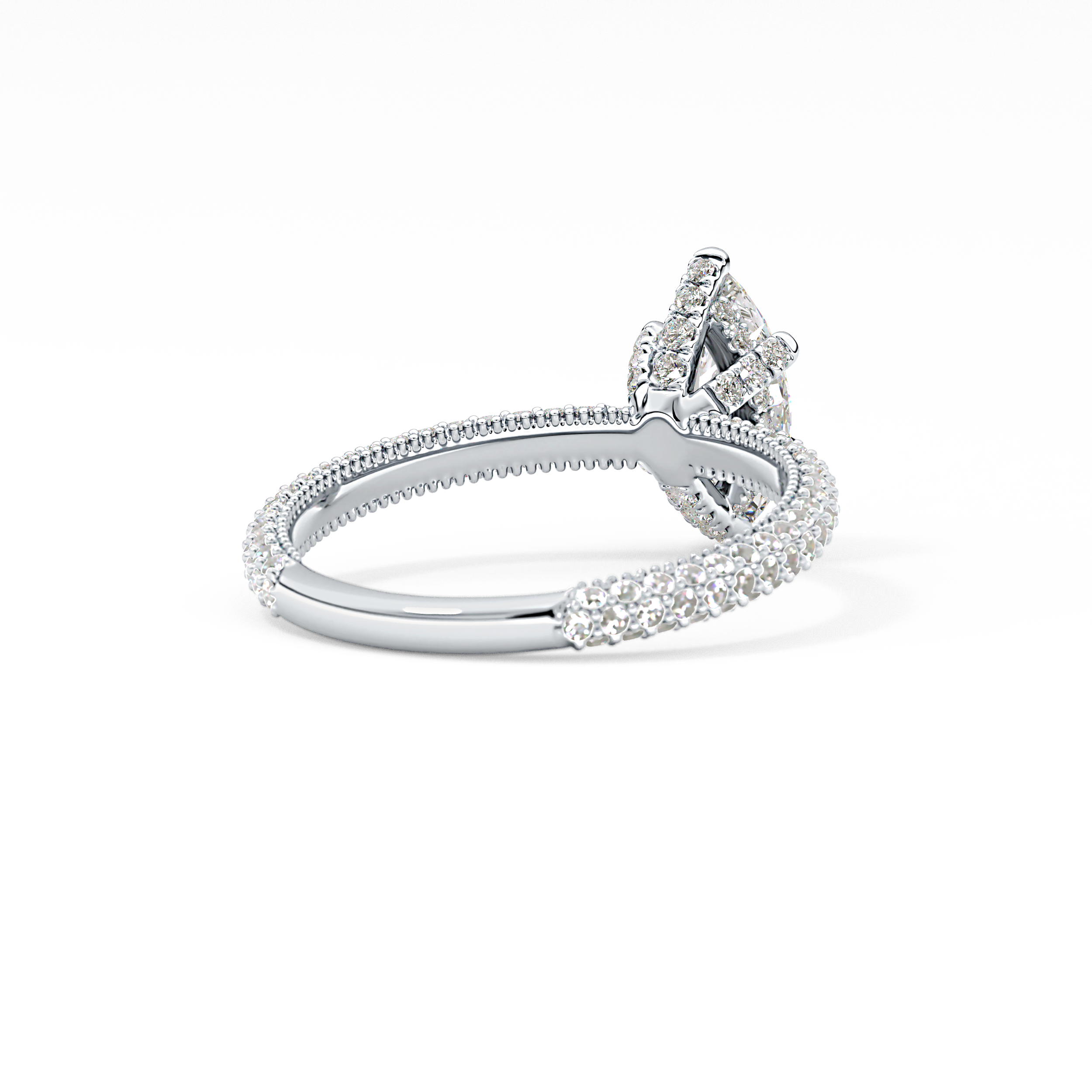 Marquise Hidden Halo & Pave Lab Grown Diamond Engagement Ring