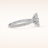 0.82 CT Marquise Shaped Hidden Halo & Pave Moissanite Engagement Ring