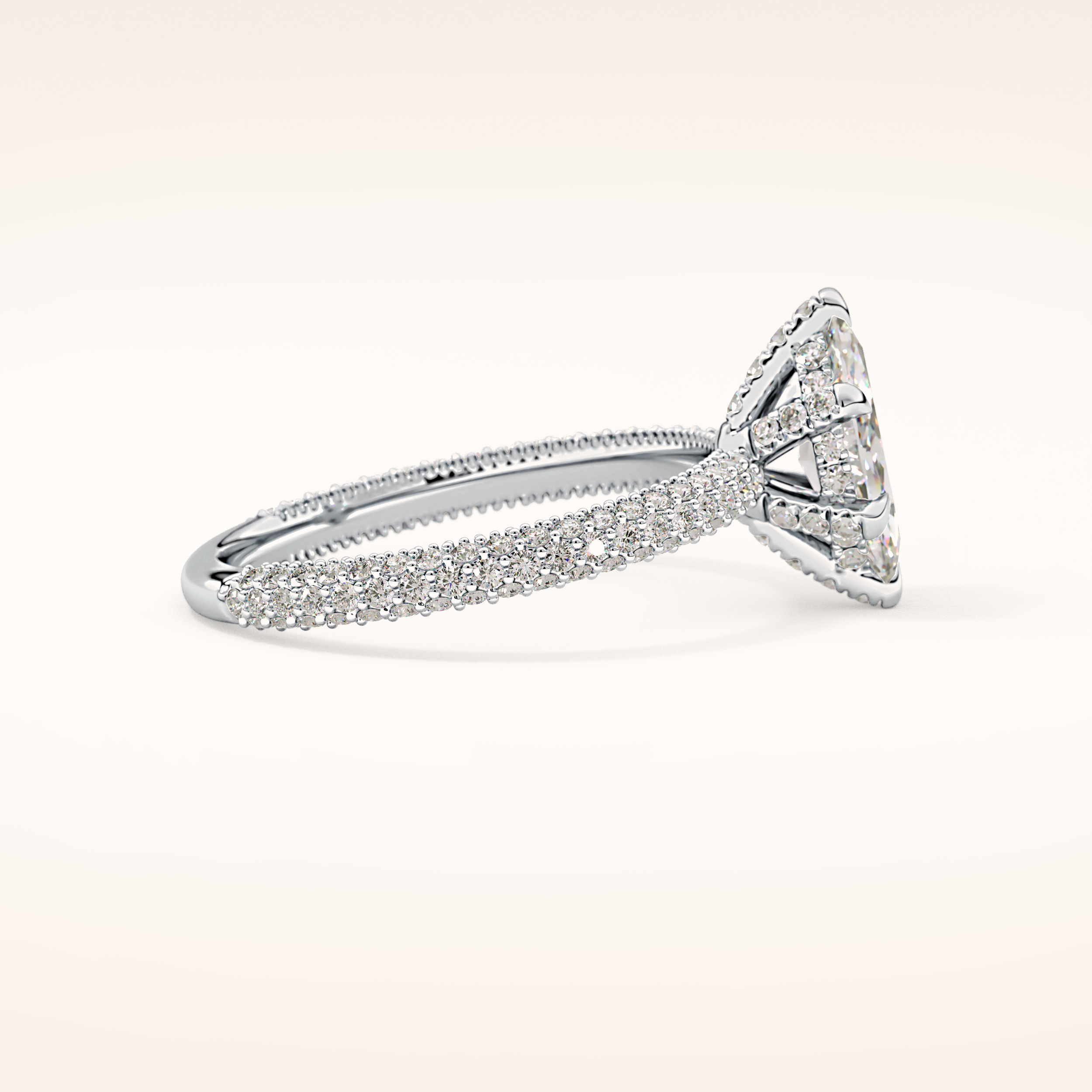 0.82 CT Marquise Shaped Hidden Halo & Pave Moissanite Engagement Ring