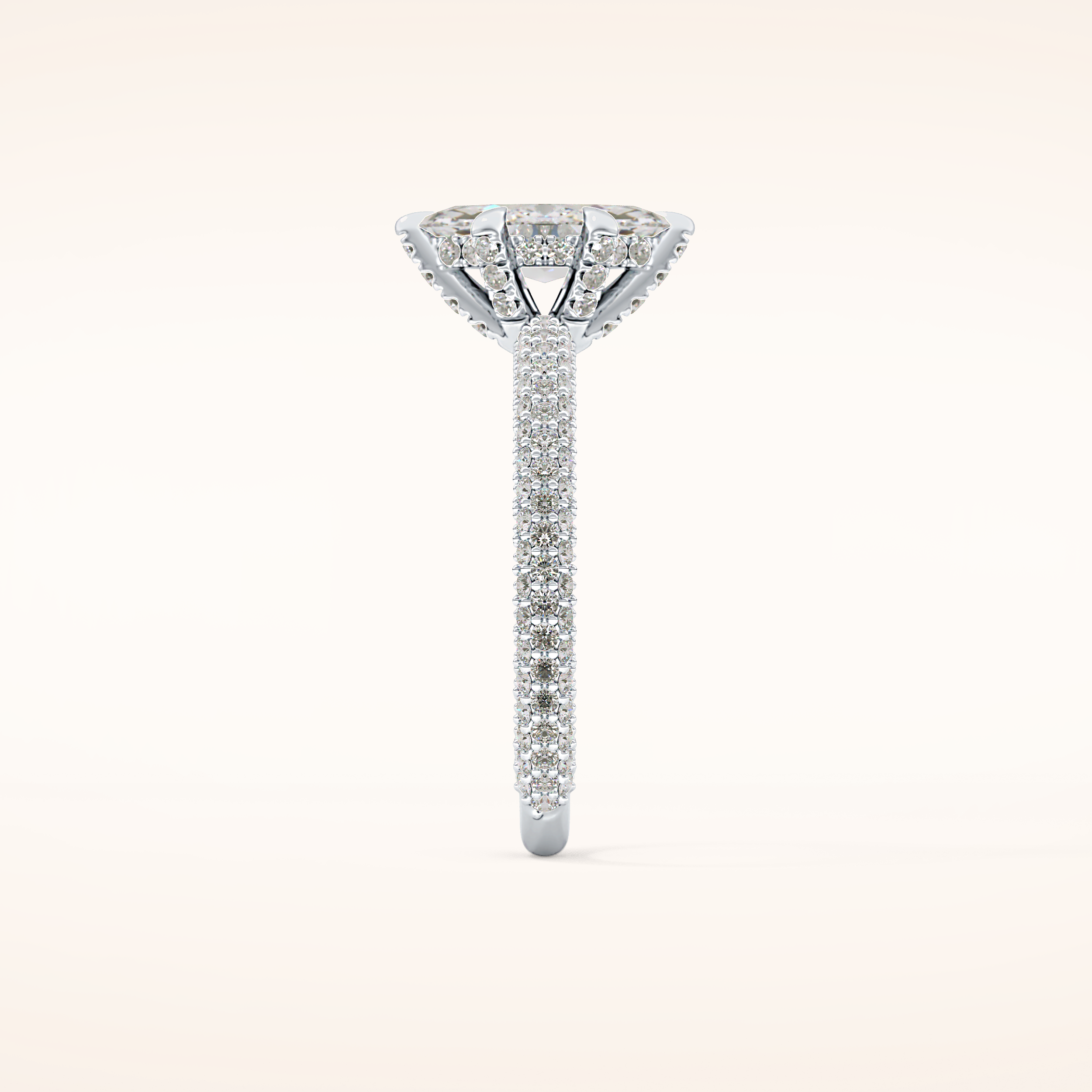 0.82 CT Marquise Shaped Hidden Halo & Pave Moissanite Engagement Ring