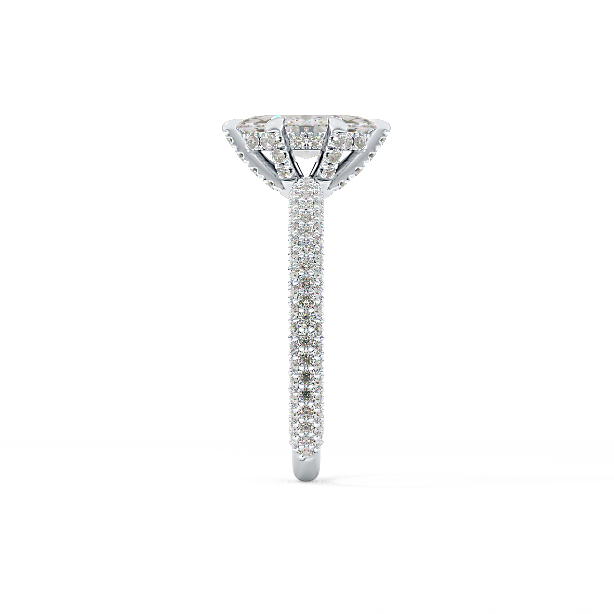 Marquise Hidden Halo & Pave Lab Grown Diamond Engagement Ring