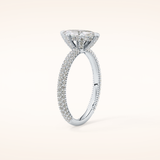 0.82 CT Marquise Shaped Hidden Halo & Pave Moissanite Engagement Ring