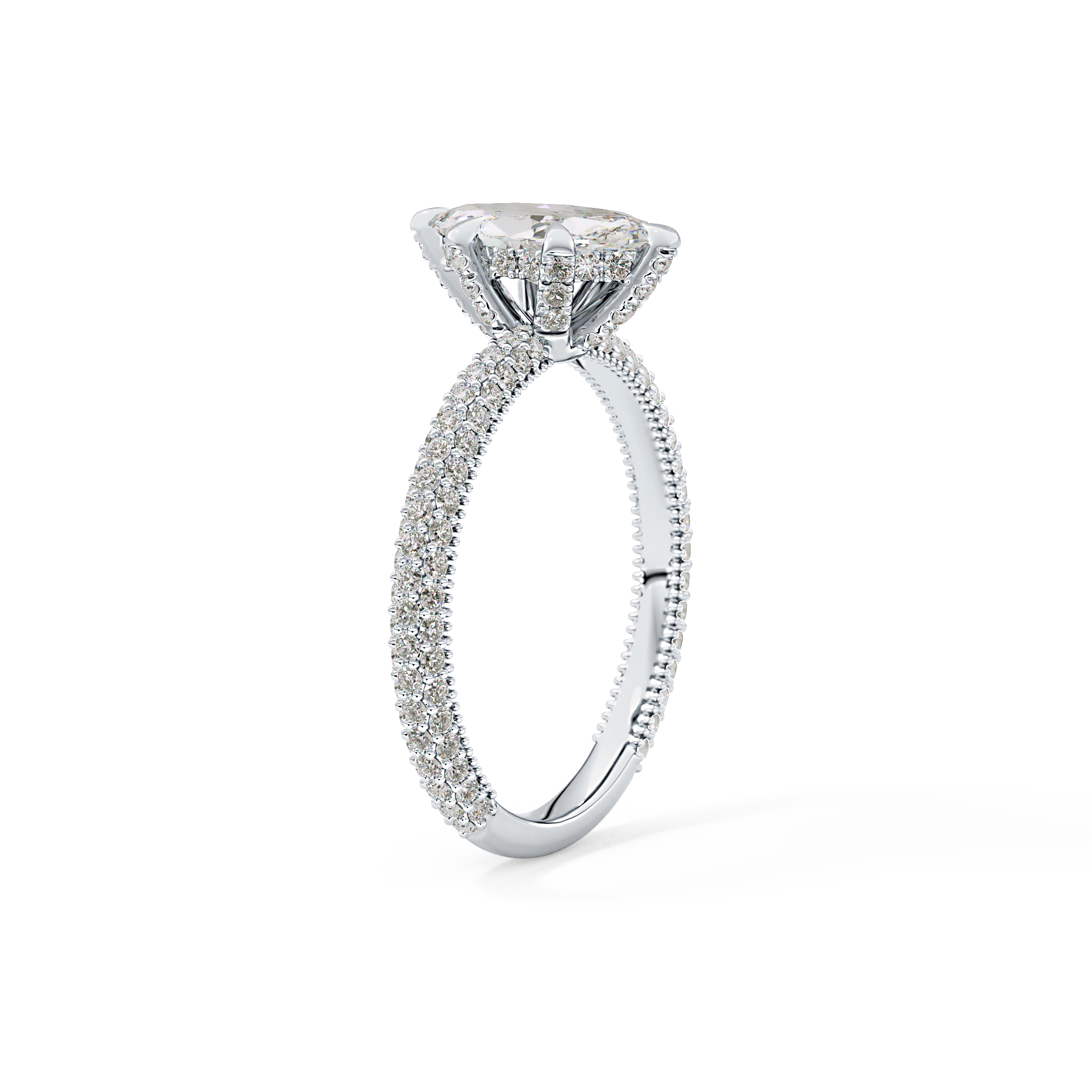 Marquise Hidden Halo & Pave Lab Grown Diamond Engagement Ring